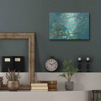 Luxe Metal Art 'Almond Blossoms' by Vincent Van Gogh, Metal Wall Art,16x12