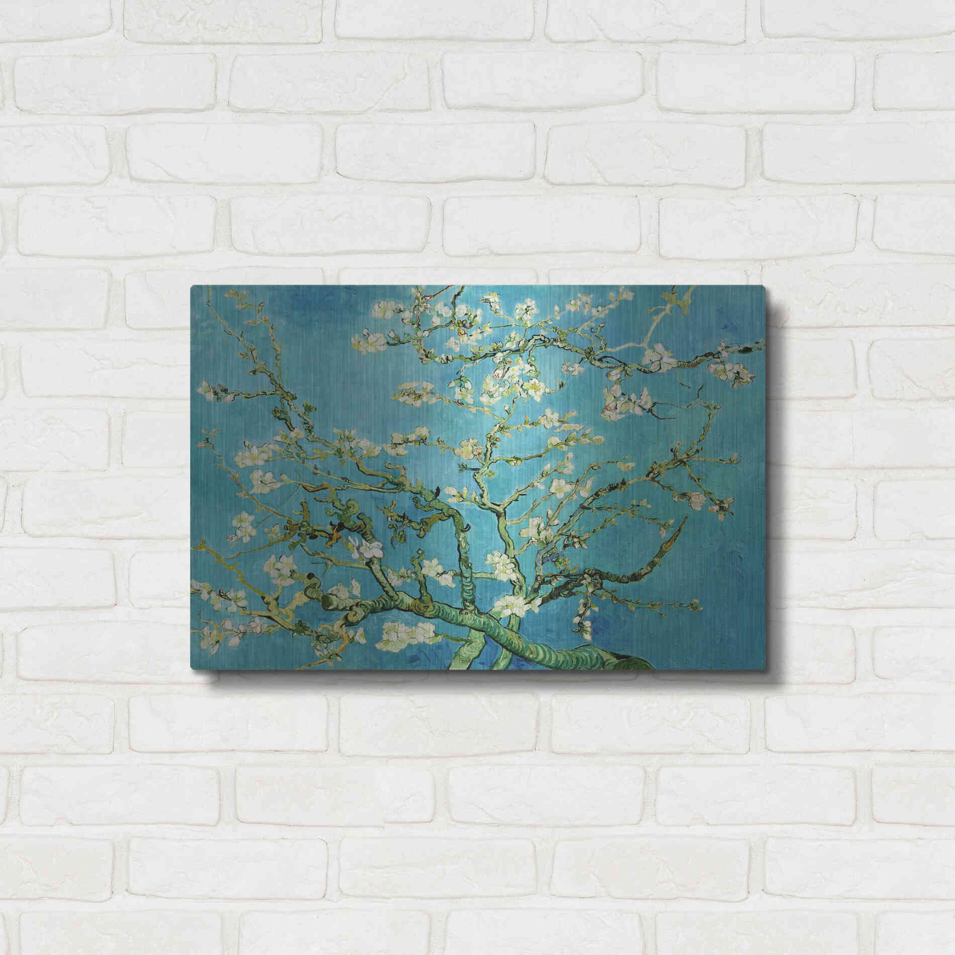 Luxe Metal Art 'Almond Blossoms' by Vincent Van Gogh, Metal Wall Art,24x16