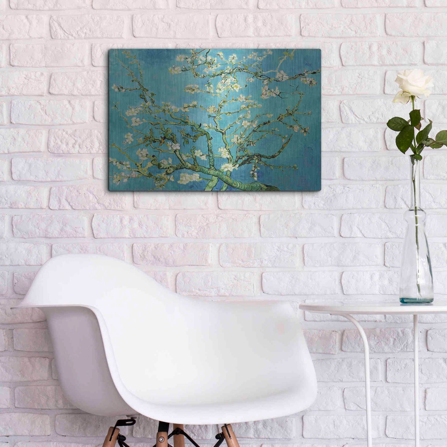 Luxe Metal Art 'Almond Blossoms' by Vincent Van Gogh, Metal Wall Art,24x16