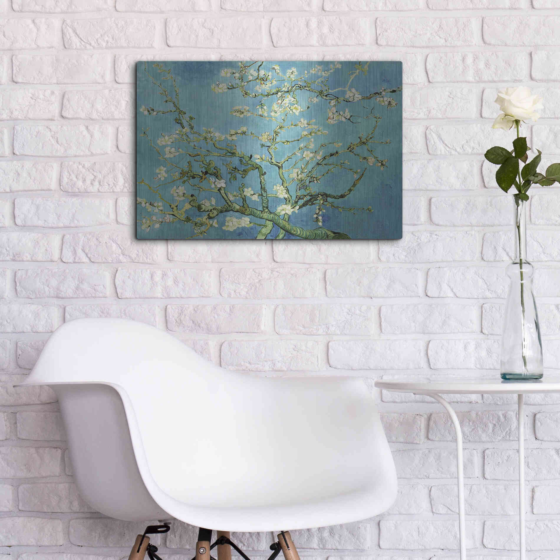 Luxe Metal Art 'Almond Blossoms' by Vincent Van Gogh, Metal Wall Art,24x16