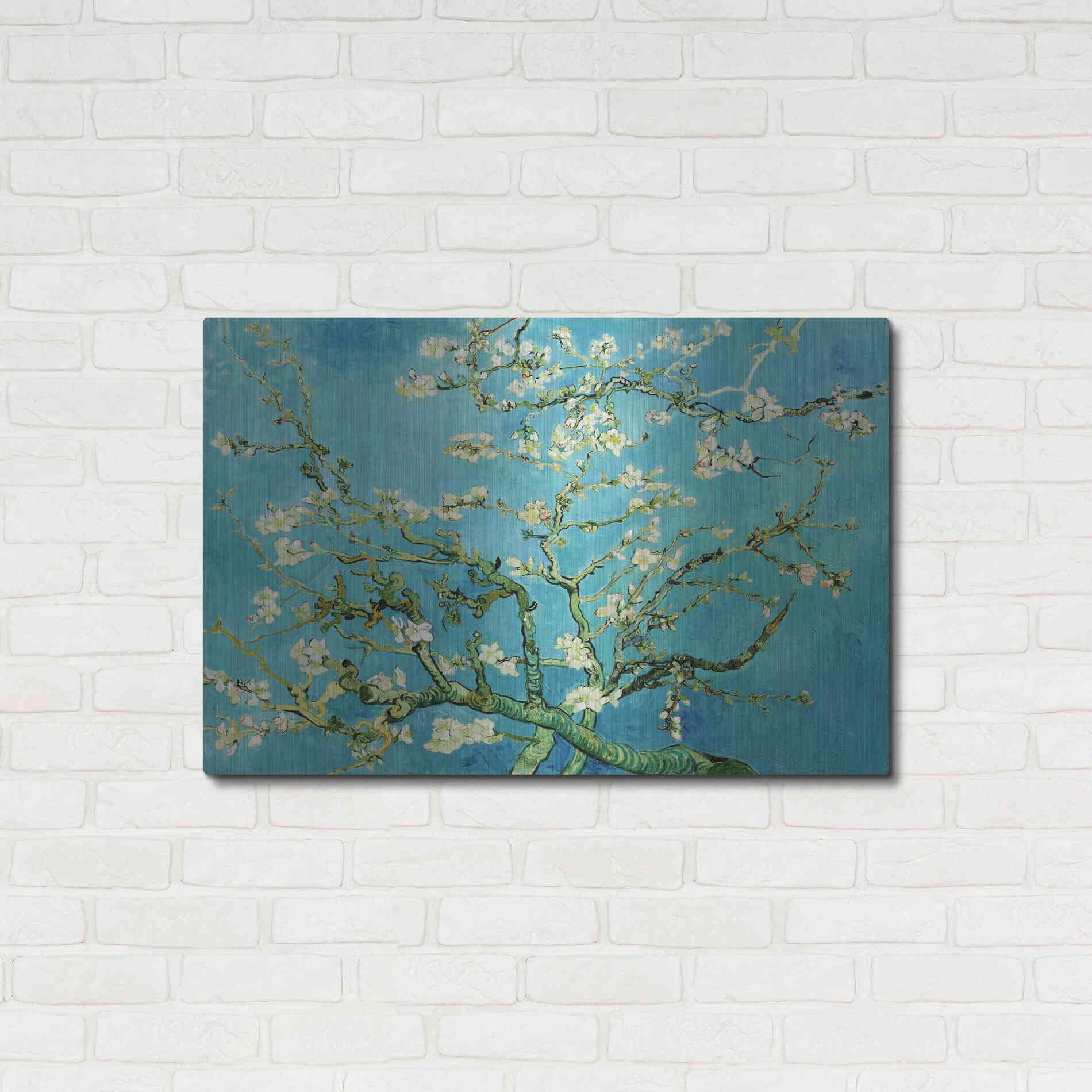 Luxe Metal Art 'Almond Blossoms' by Vincent Van Gogh, Metal Wall Art,36x24