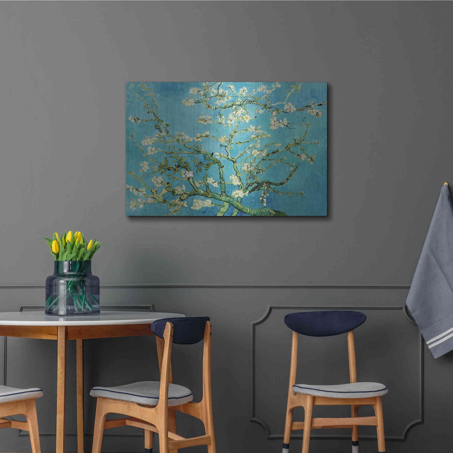 Luxe Metal Art 'Almond Blossoms' by Vincent Van Gogh, Metal Wall Art,36x24