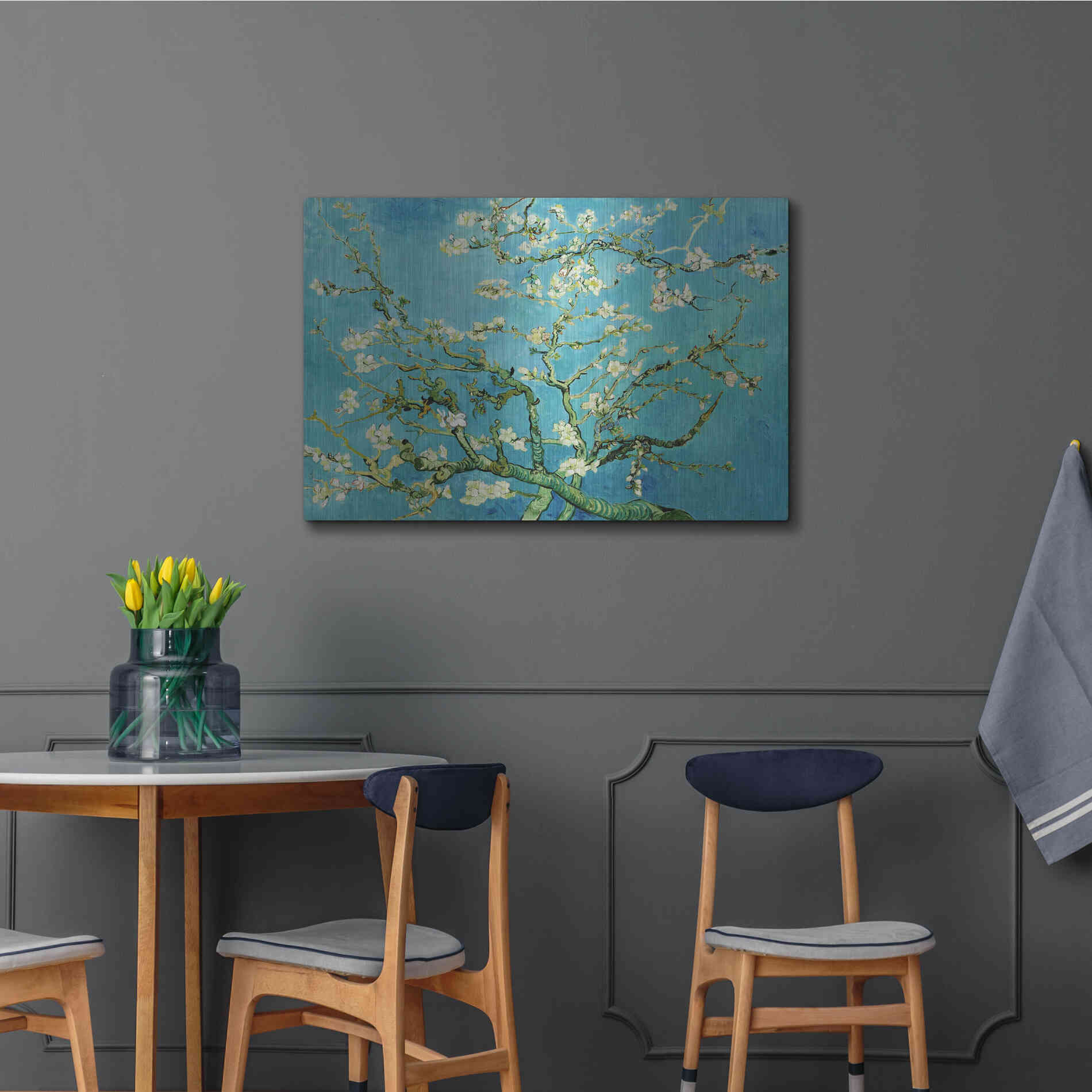 Luxe Metal Art 'Almond Blossoms' by Vincent Van Gogh, Metal Wall Art,36x24