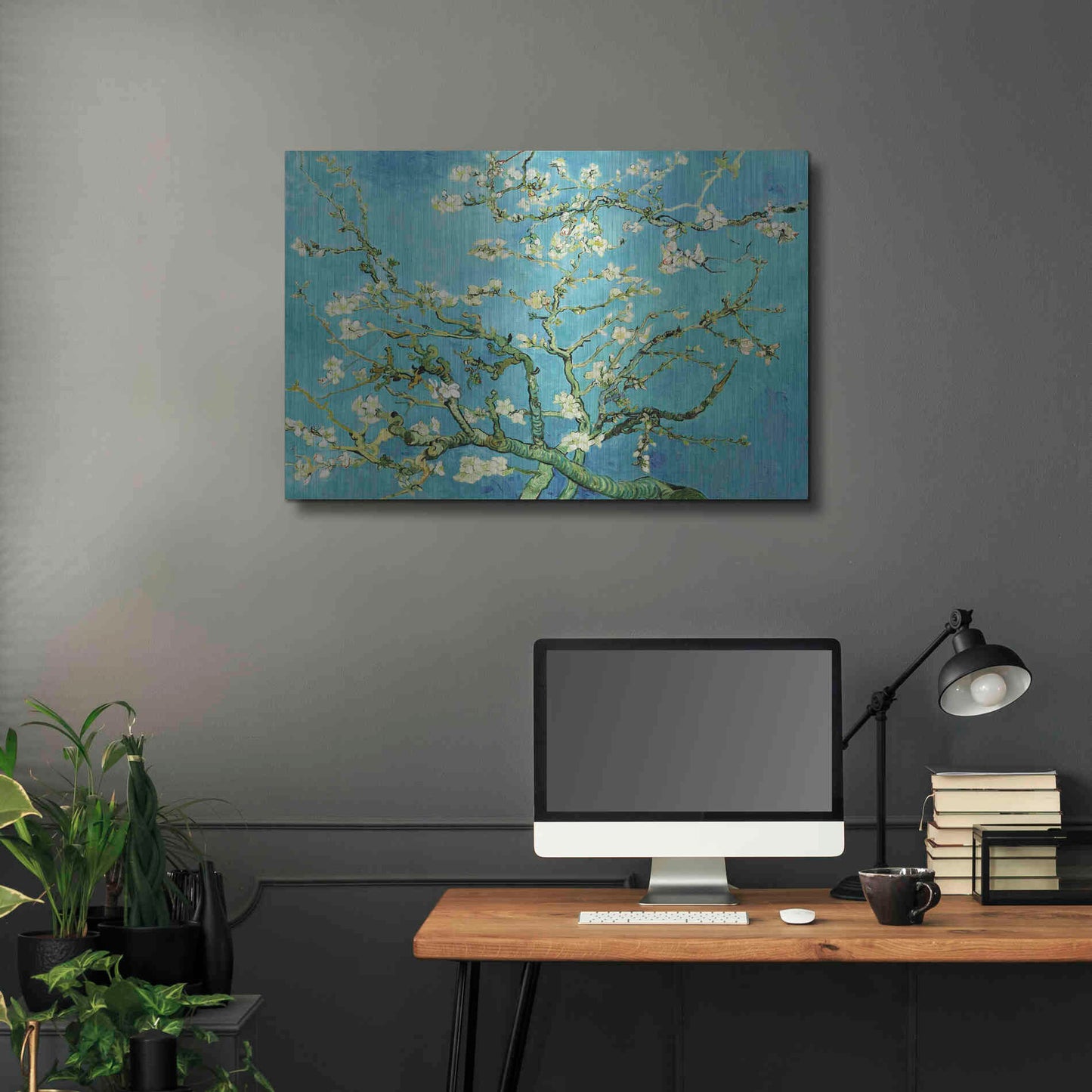 Luxe Metal Art 'Almond Blossoms' by Vincent Van Gogh, Metal Wall Art,36x24