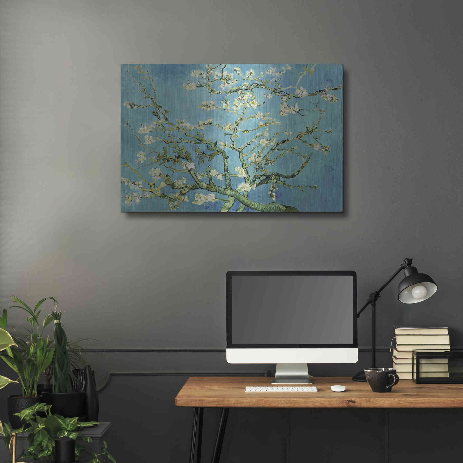 Luxe Metal Art 'Almond Blossoms' by Vincent Van Gogh, Metal Wall Art,36x24