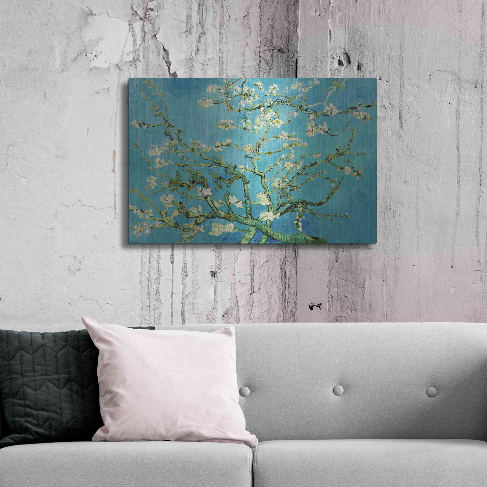 Luxe Metal Art 'Almond Blossoms' by Vincent Van Gogh, Metal Wall Art,36x24
