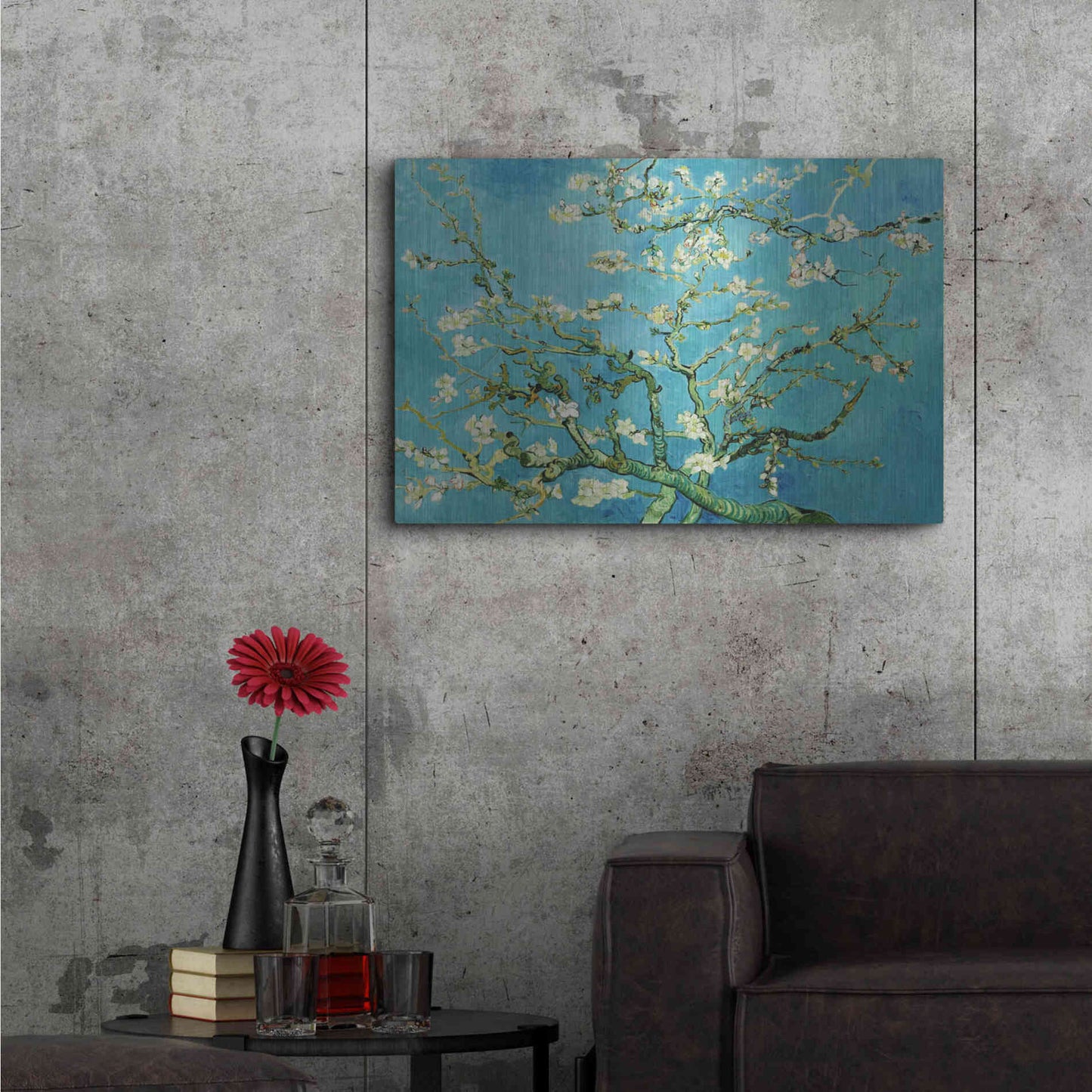 Luxe Metal Art 'Almond Blossoms' by Vincent Van Gogh, Metal Wall Art,36x24