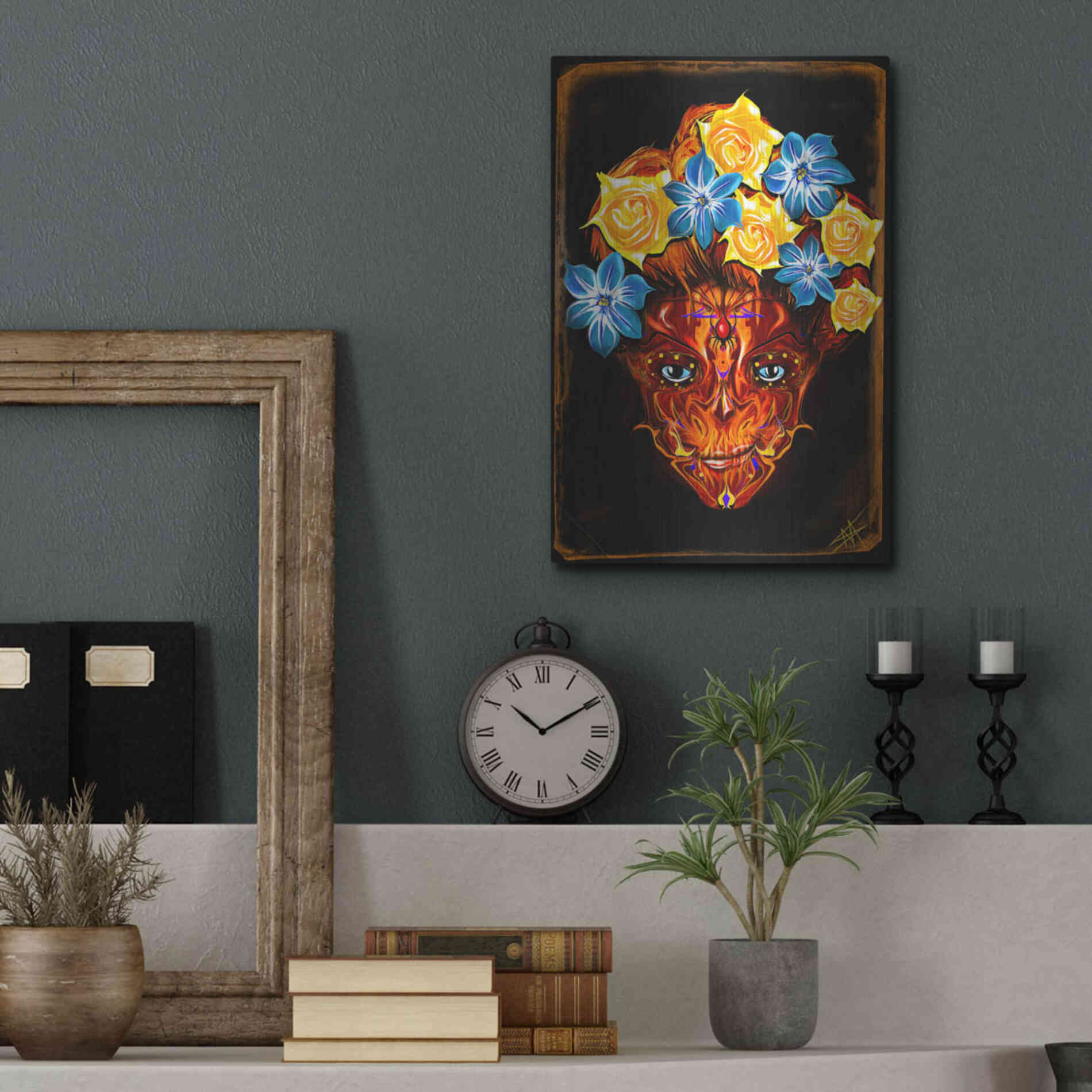 Luxe Metal Art 'Day of the Dead 1' by Michael Stewart, Metal Wall Art,12x16