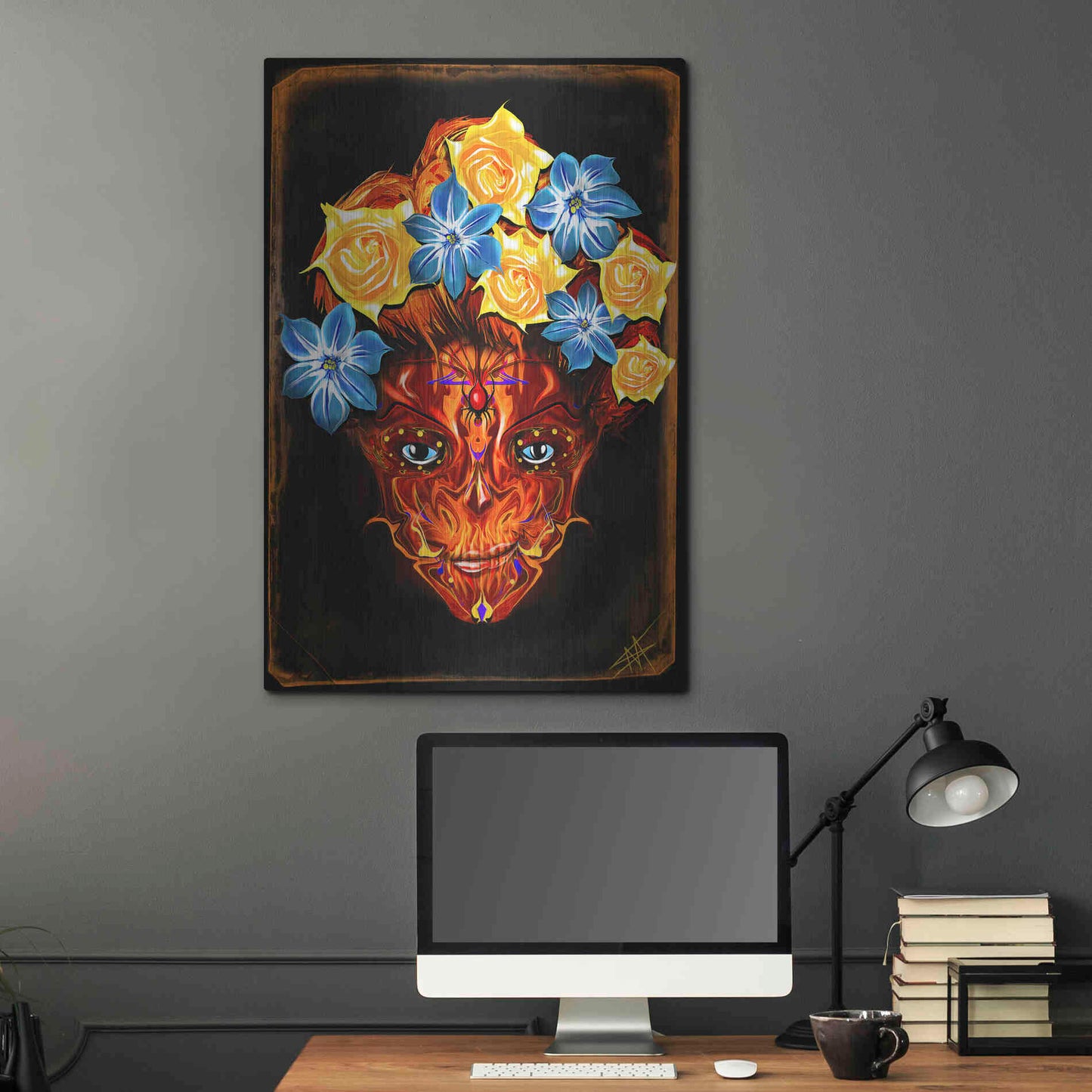 Luxe Metal Art 'Day of the Dead 1' by Michael Stewart, Metal Wall Art,24x36