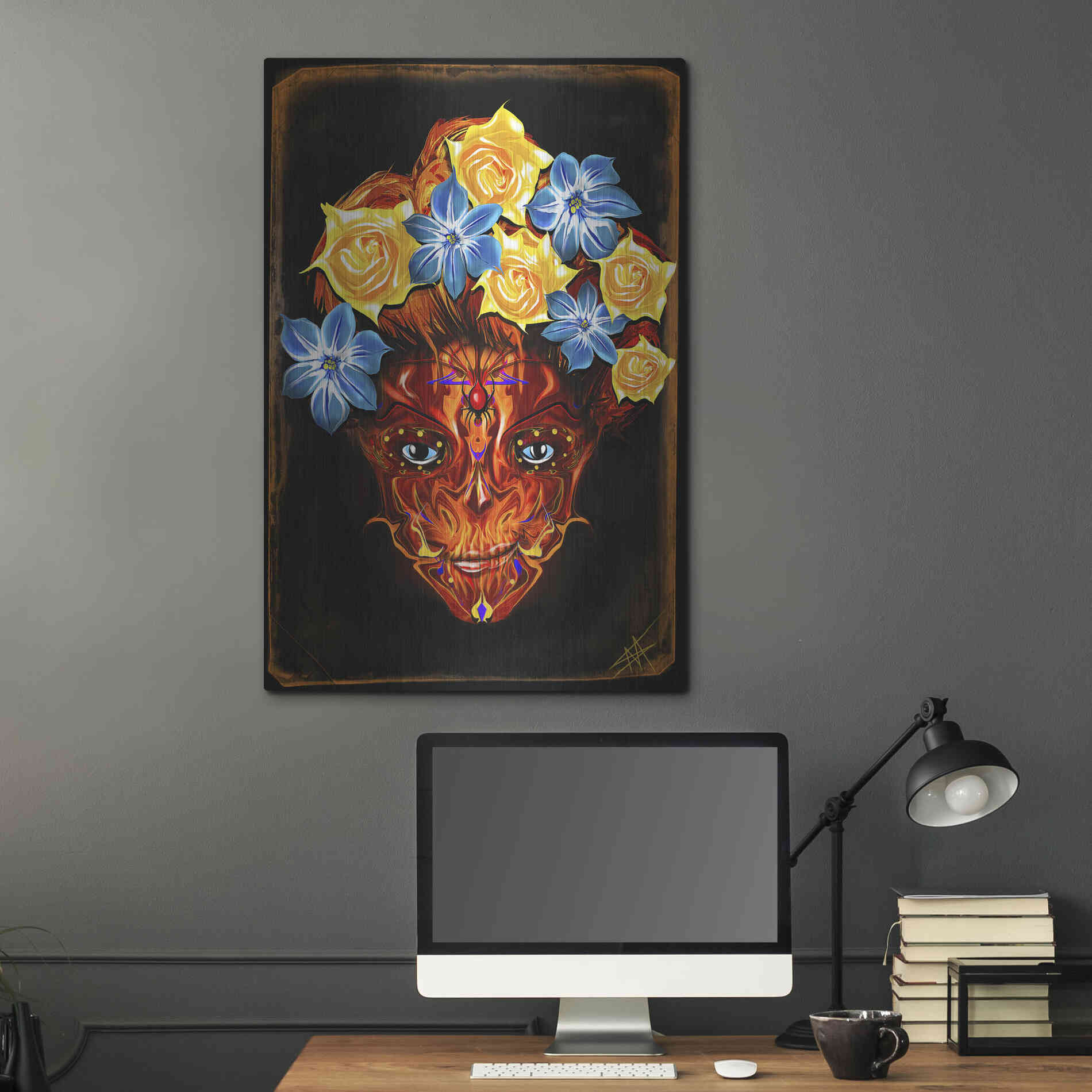 Luxe Metal Art 'Day of the Dead 1' by Michael Stewart, Metal Wall Art,24x36