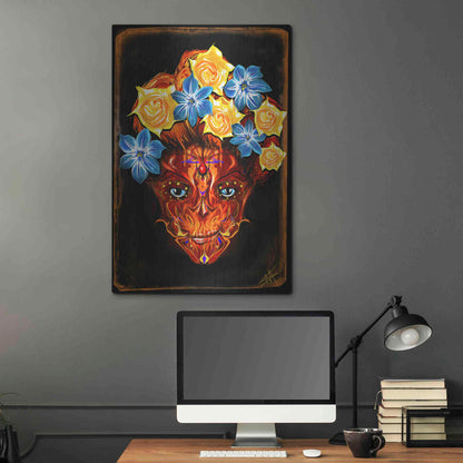 Luxe Metal Art 'Day of the Dead 1' by Michael Stewart, Metal Wall Art,24x36