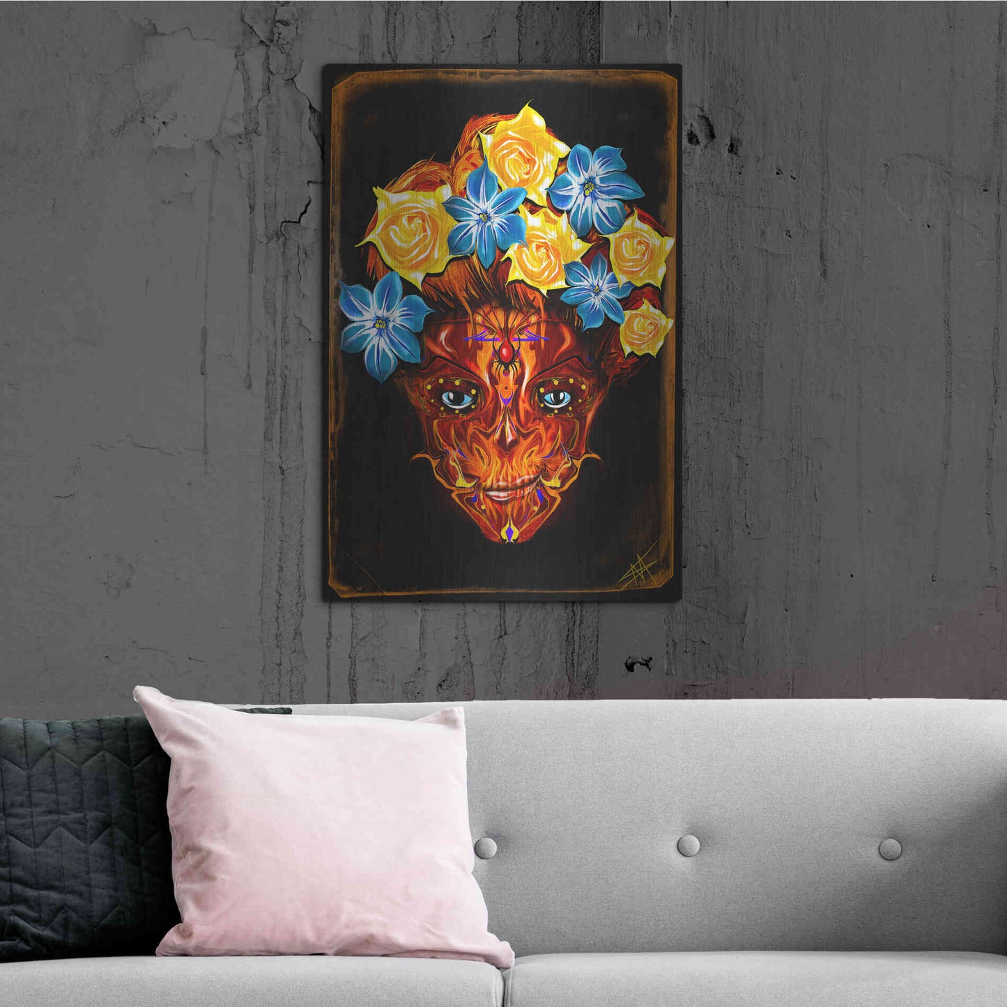 Luxe Metal Art 'Day of the Dead 1' by Michael Stewart, Metal Wall Art,24x36