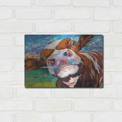 Luxe Metal Art 'Curious Cow I' by Carolee Vitaletti Metal Wall Art,16x12