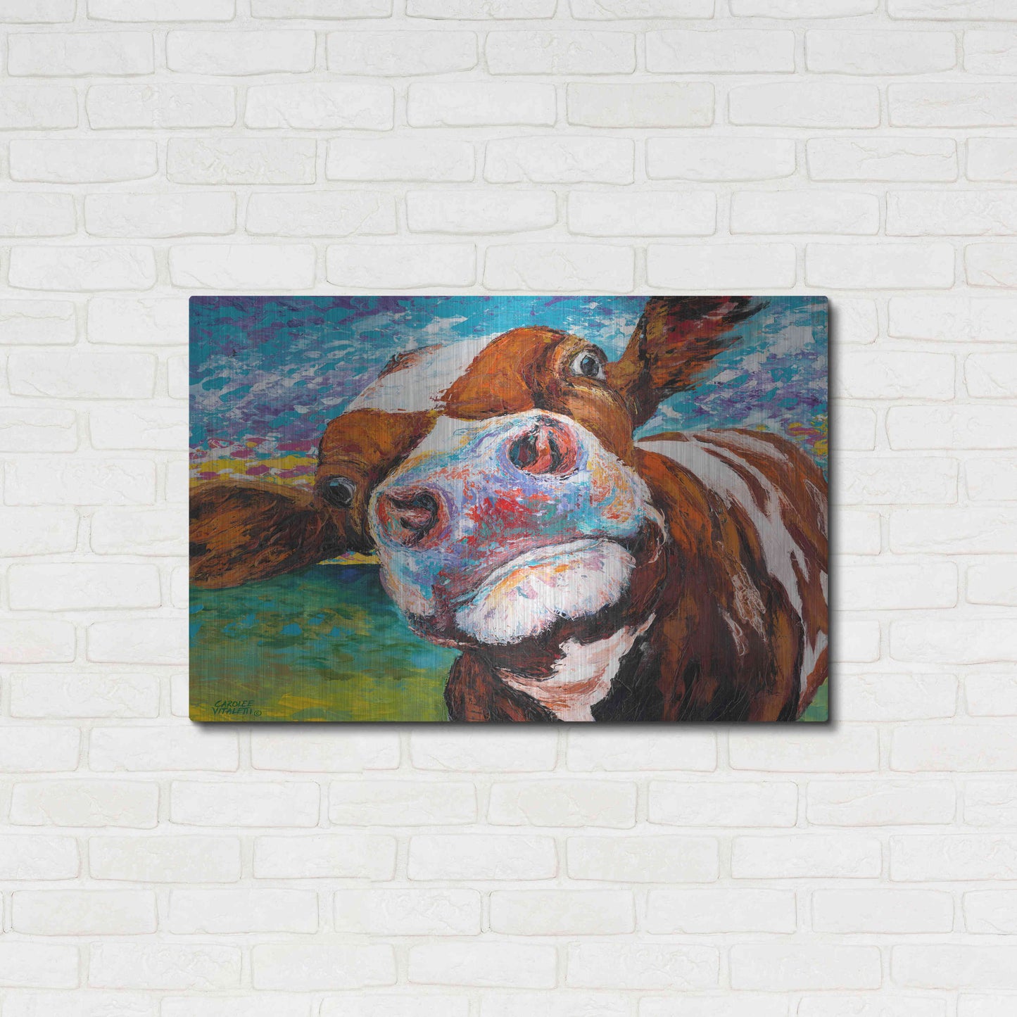 Luxe Metal Art 'Curious Cow I' by Carolee Vitaletti Metal Wall Art,36x24