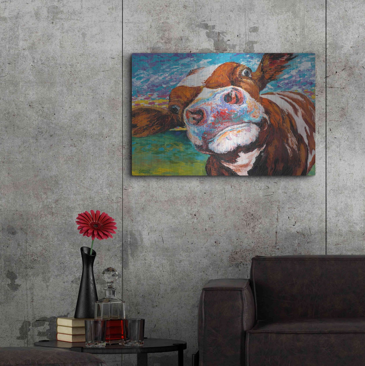 Luxe Metal Art 'Curious Cow I' by Carolee Vitaletti Metal Wall Art,36x24