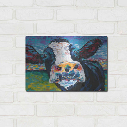 Luxe Metal Art 'Curious Cow II' by Carolee Vitaletti Metal Wall Art,16x12