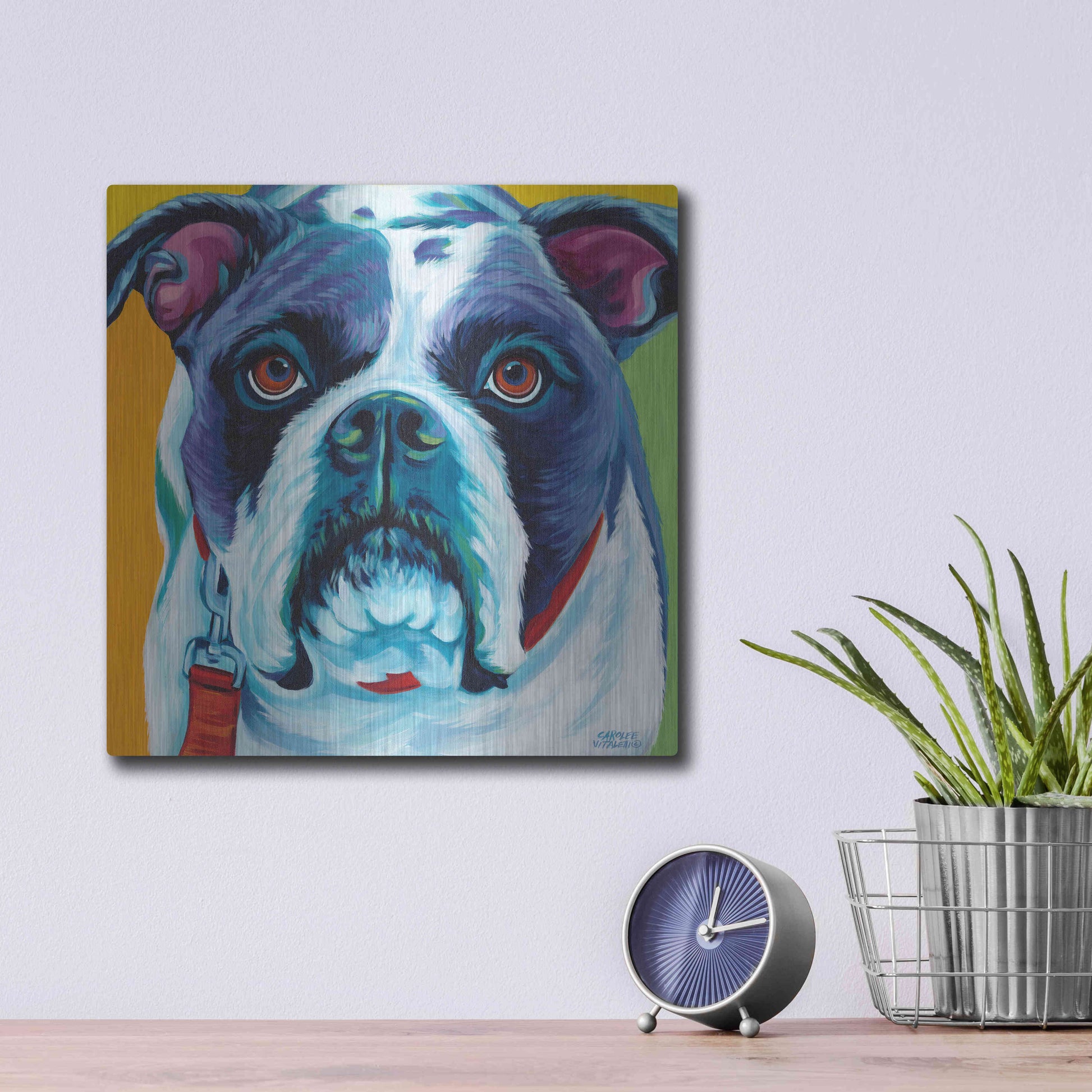 Luxe Metal Art 'Cute Pups II' by Carolee Vitaletti Metal Wall Art,12x12