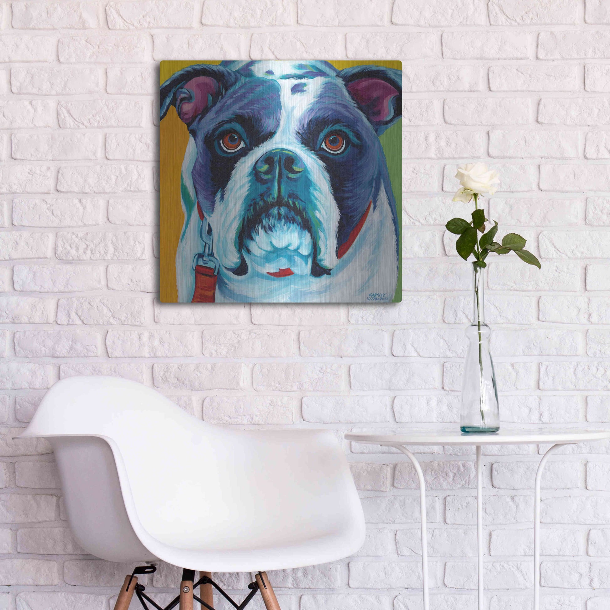 Luxe Metal Art 'Cute Pups II' by Carolee Vitaletti Metal Wall Art,24x24