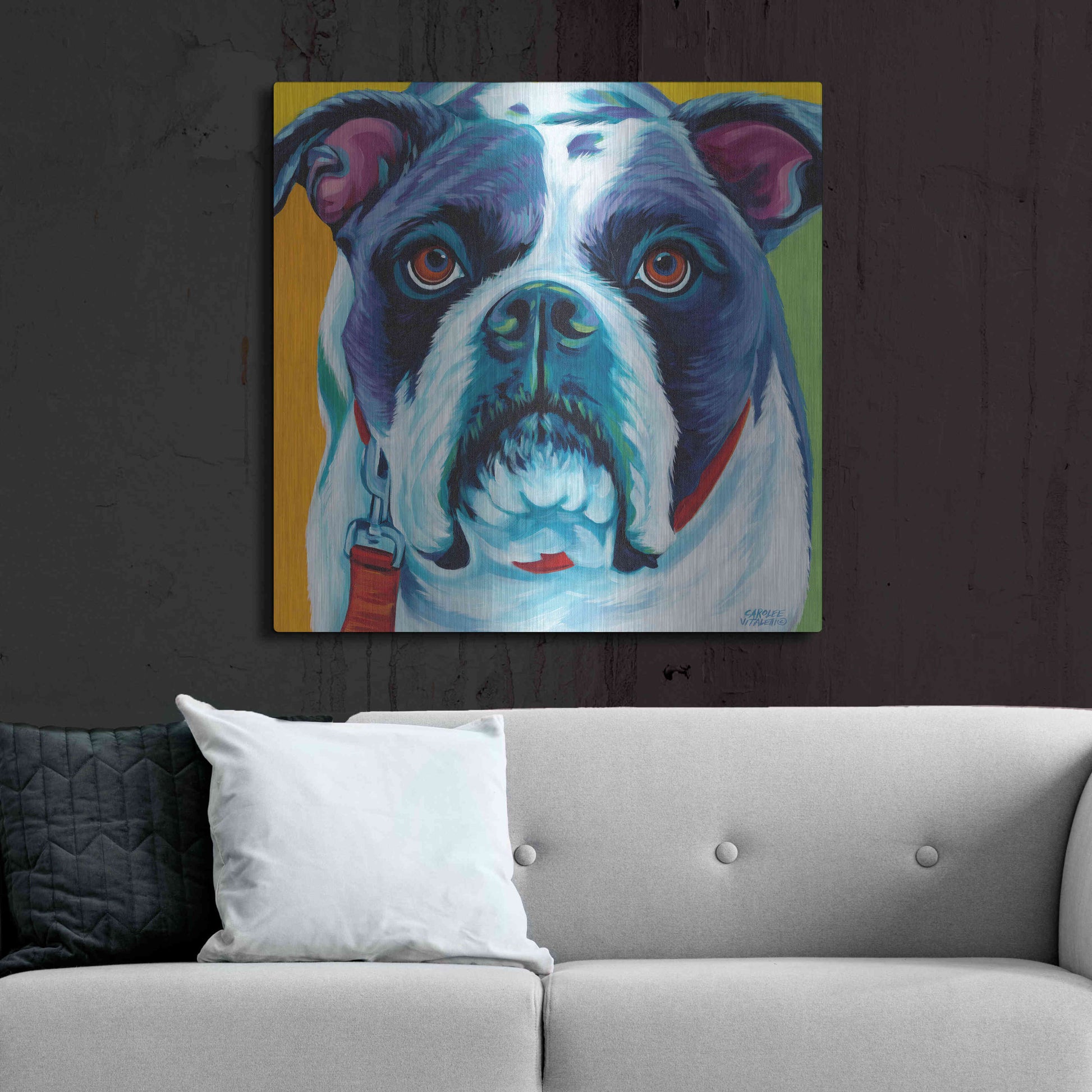 Luxe Metal Art 'Cute Pups II' by Carolee Vitaletti Metal Wall Art,36x36