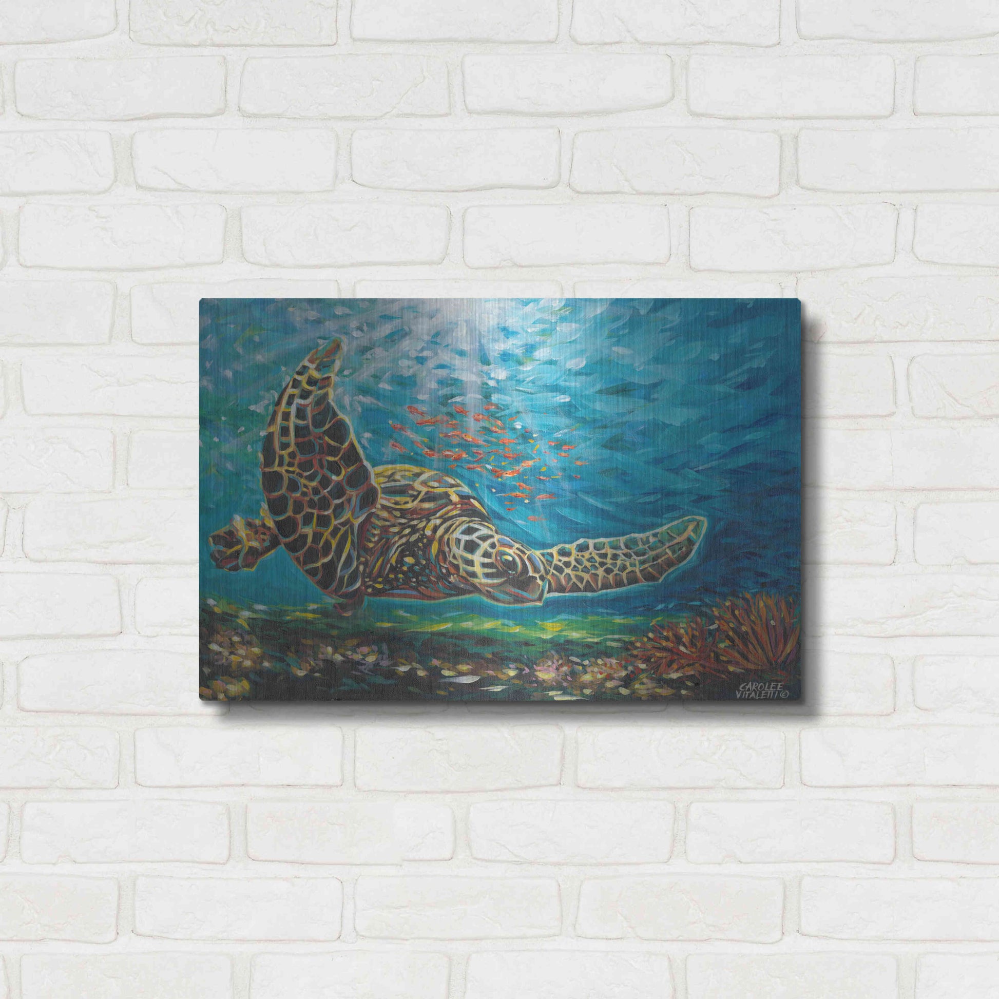 Luxe Metal Art 'Deep Sea Swimming I' by Carolee Vitaletti Metal Wall Art,24x16