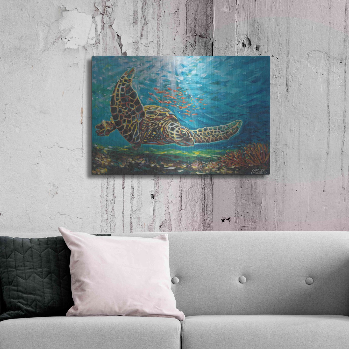 Luxe Metal Art 'Deep Sea Swimming I' by Carolee Vitaletti Metal Wall Art,36x24