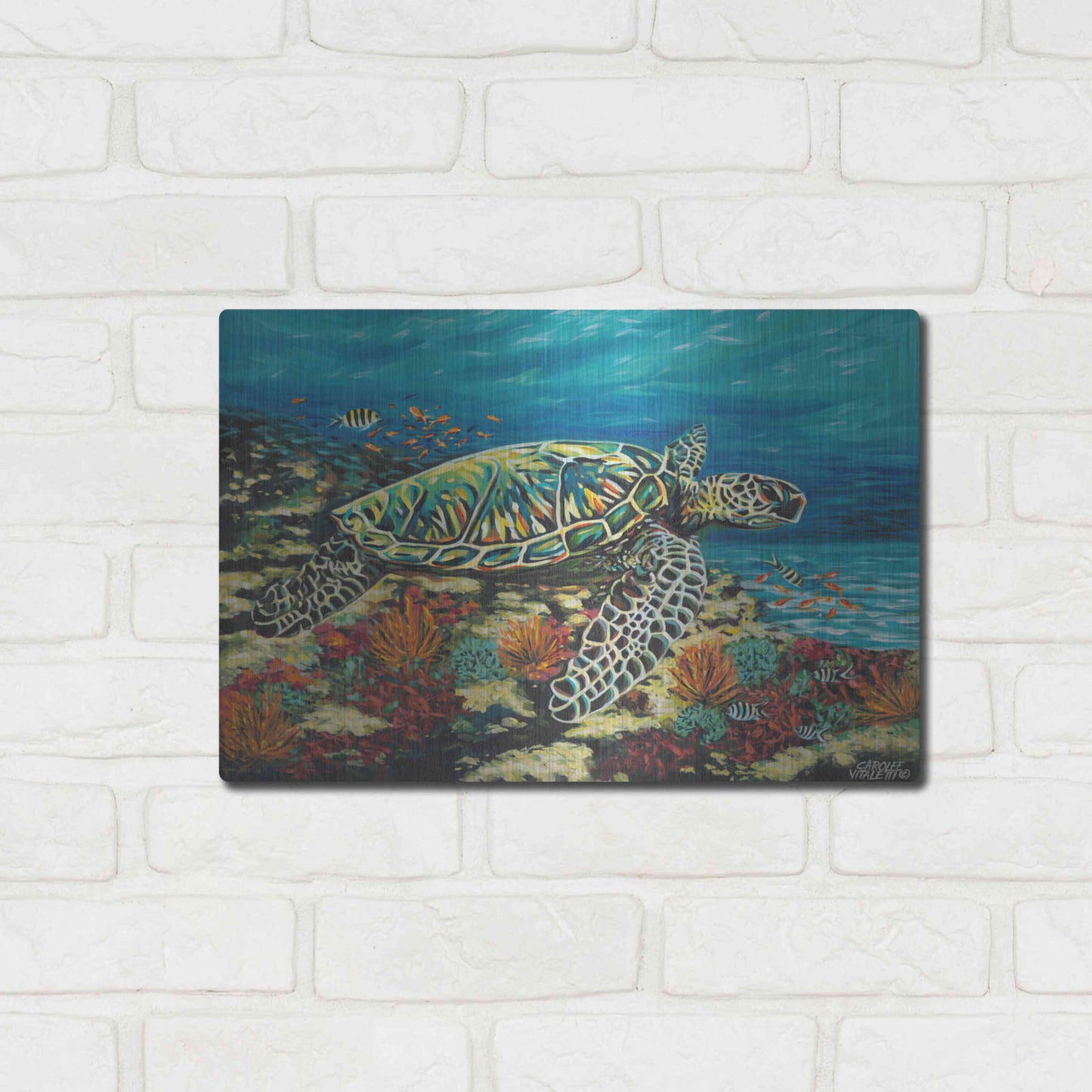 Luxe Metal Art 'Deep Sea Swimming II' by Carolee Vitaletti Metal Wall Art,16x12