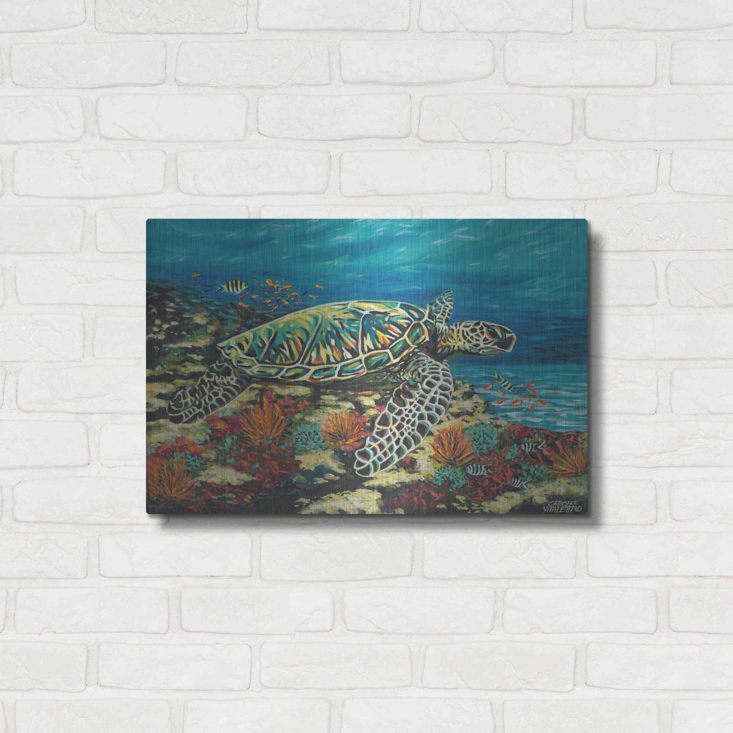 Luxe Metal Art 'Deep Sea Swimming II' by Carolee Vitaletti Metal Wall Art,24x16