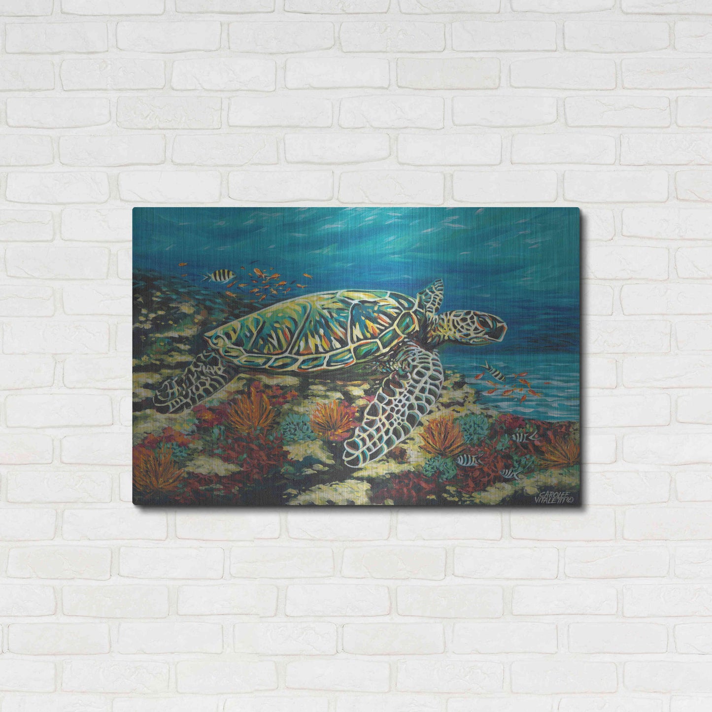 Luxe Metal Art 'Deep Sea Swimming II' by Carolee Vitaletti Metal Wall Art,36x24