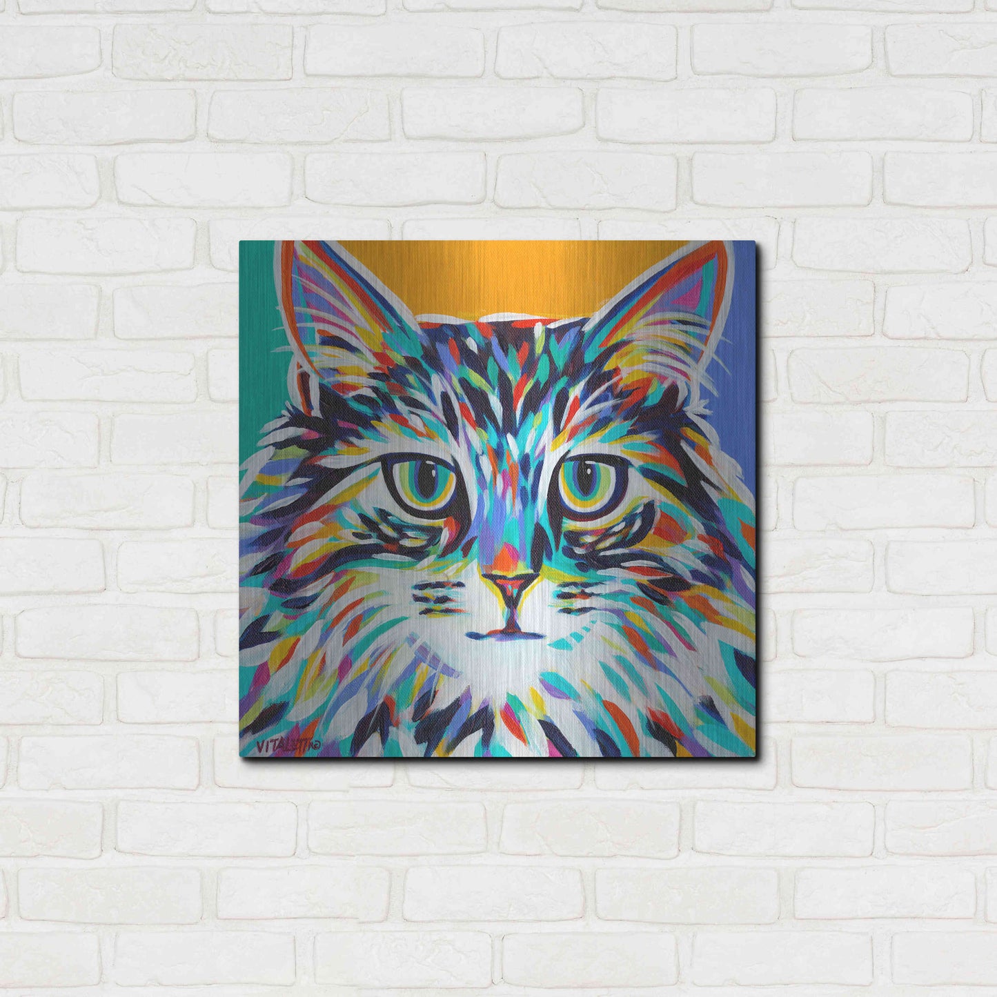 Luxe Metal Art 'Dramatic Cats I' by Carolee Vitaletti Metal Wall Art,24x24
