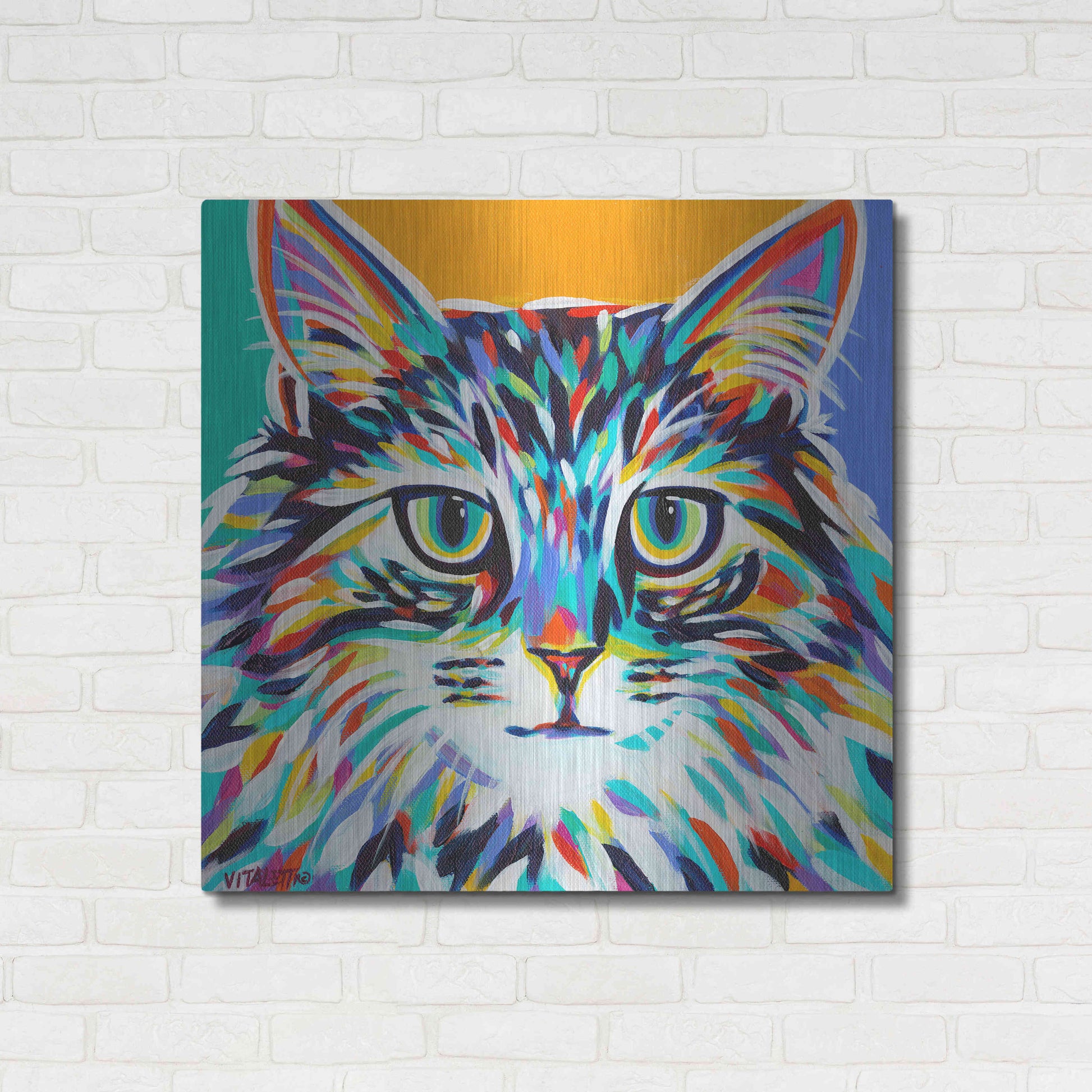Luxe Metal Art 'Dramatic Cats I' by Carolee Vitaletti Metal Wall Art,36x36