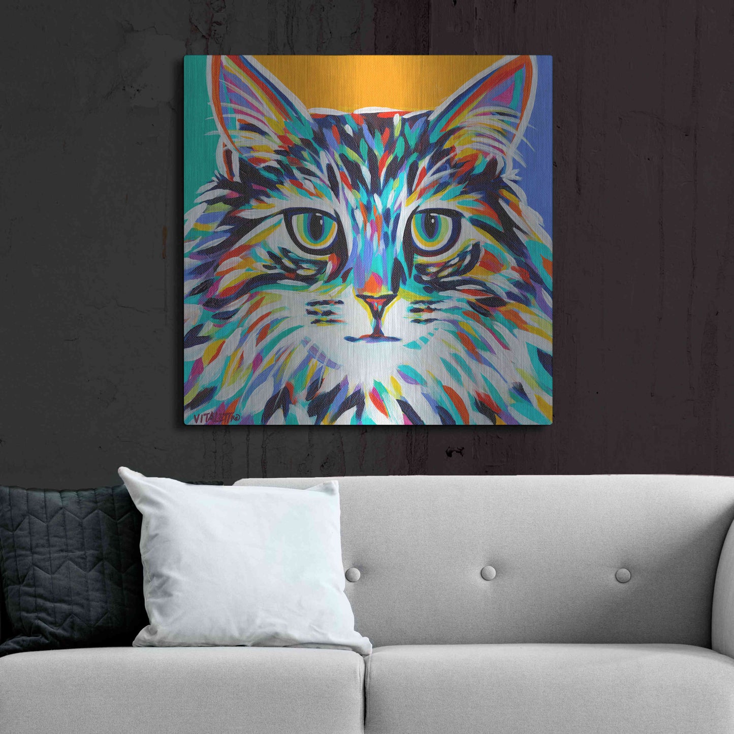 Luxe Metal Art 'Dramatic Cats I' by Carolee Vitaletti Metal Wall Art,36x36