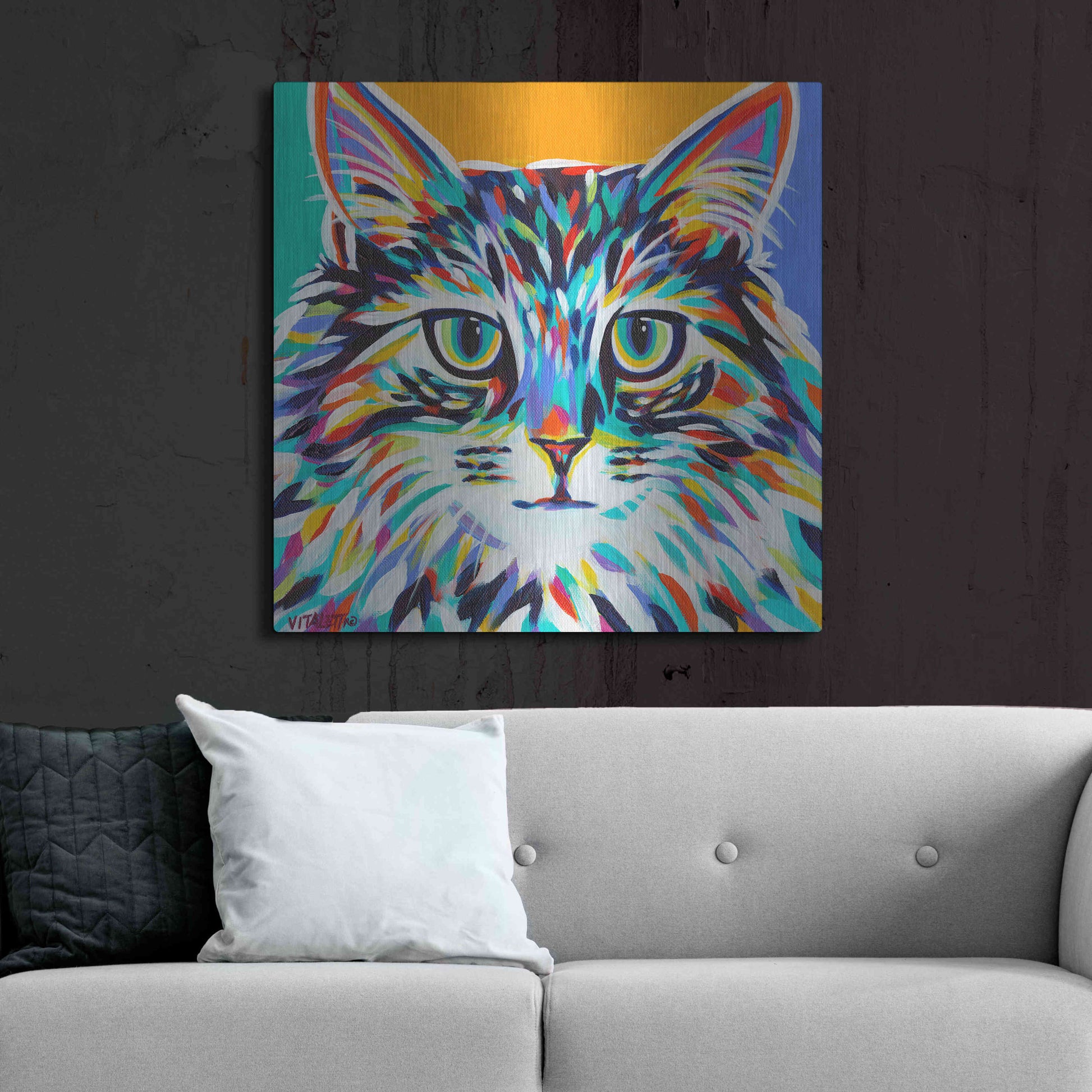 Luxe Metal Art 'Dramatic Cats I' by Carolee Vitaletti Metal Wall Art,36x36