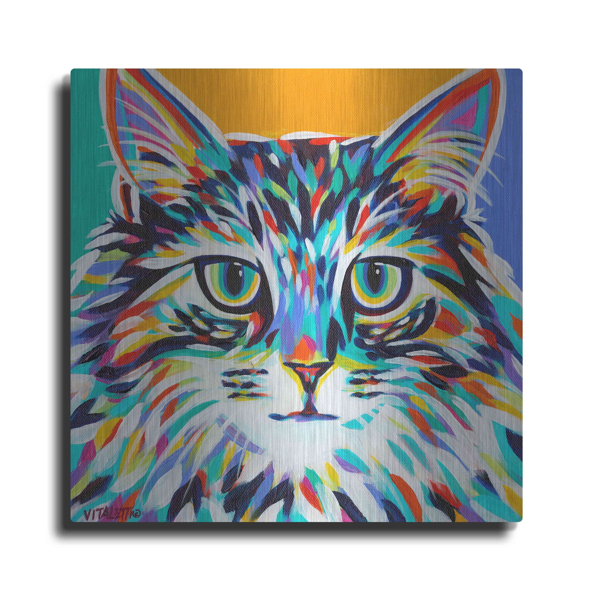Luxe Metal Art 'Dramatic Cats I' by Carolee Vitaletti Metal Wall Art