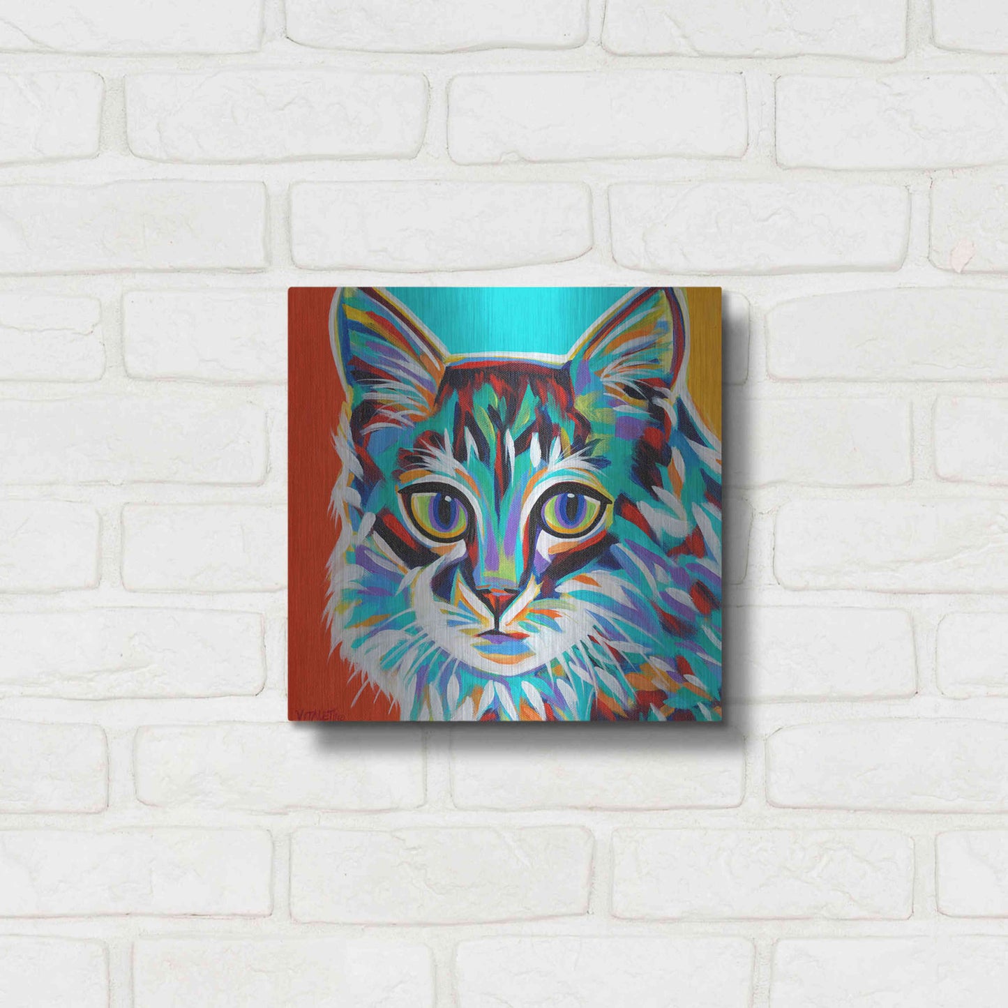 Luxe Metal Art 'Dramatic Cats II' by Carolee Vitaletti Metal Wall Art,12x12