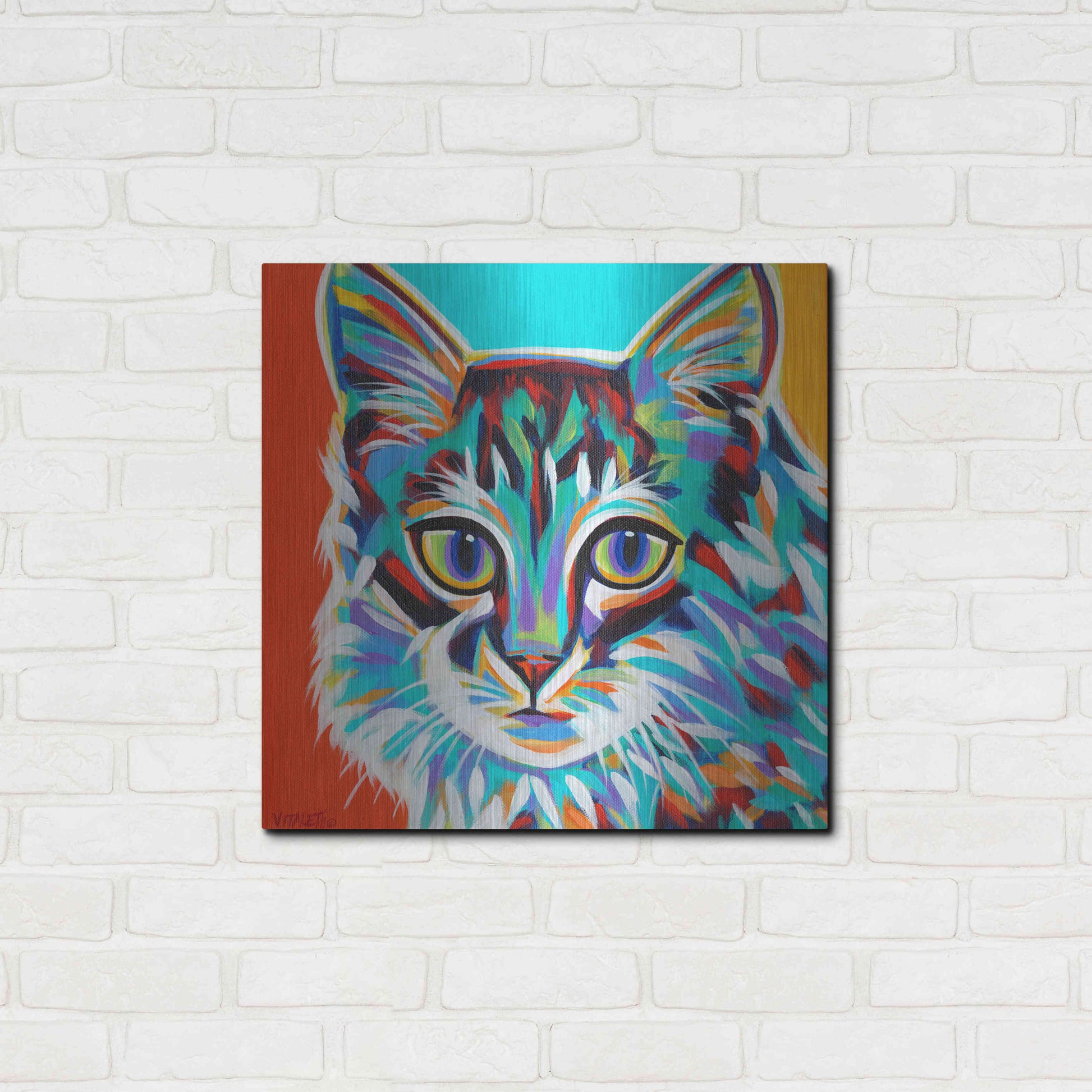 Luxe Metal Art 'Dramatic Cats II' by Carolee Vitaletti Metal Wall Art,24x24