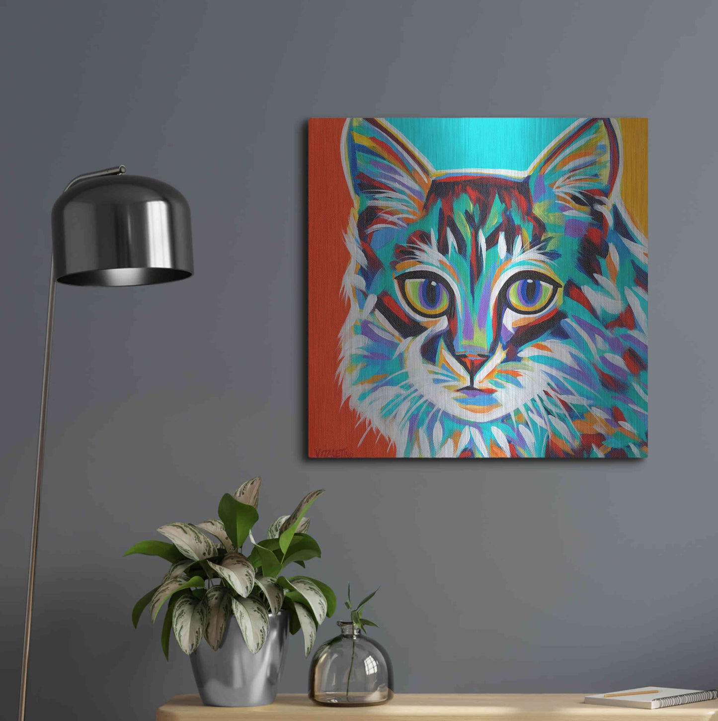 Luxe Metal Art 'Dramatic Cats II' by Carolee Vitaletti Metal Wall Art,24x24