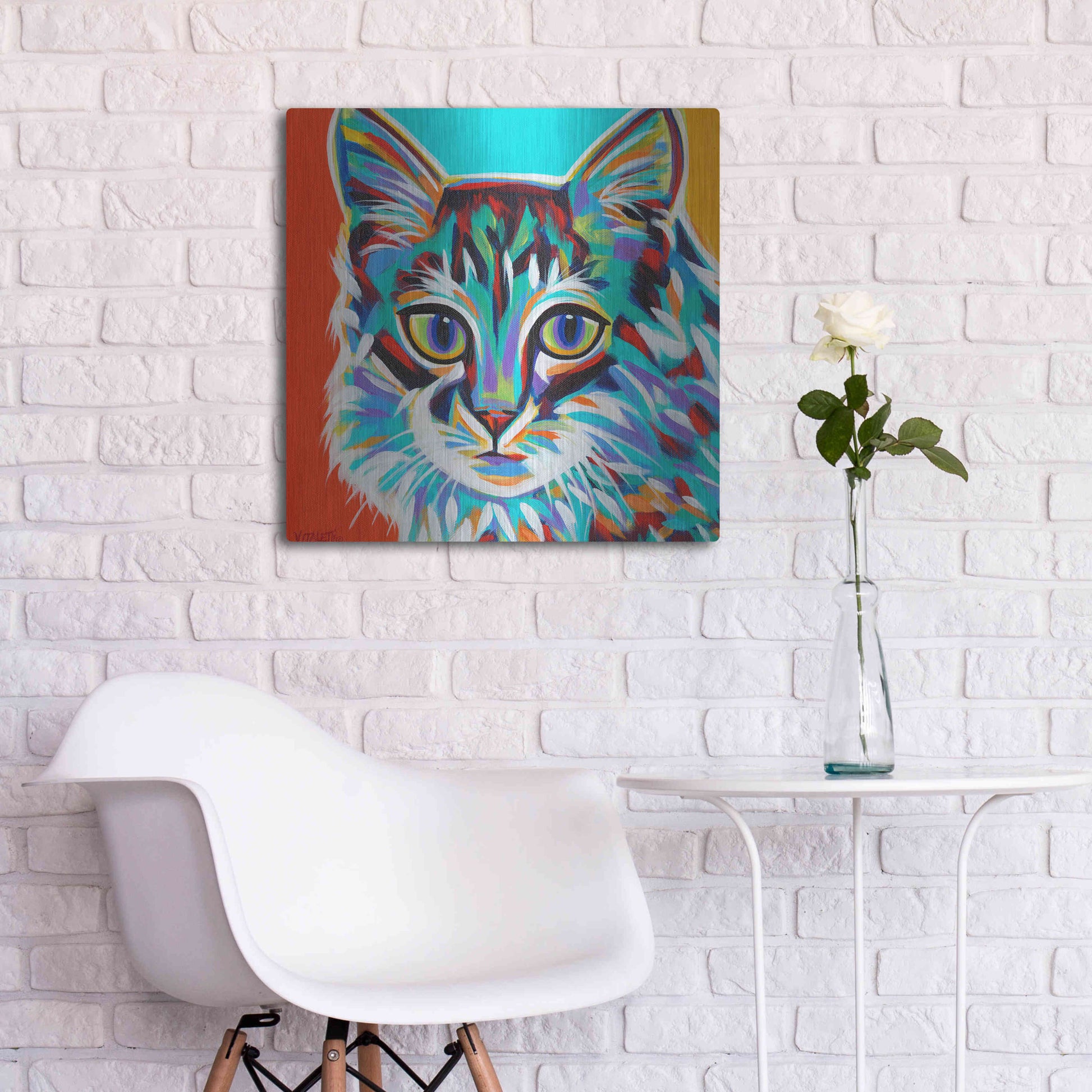 Luxe Metal Art 'Dramatic Cats II' by Carolee Vitaletti Metal Wall Art,24x24