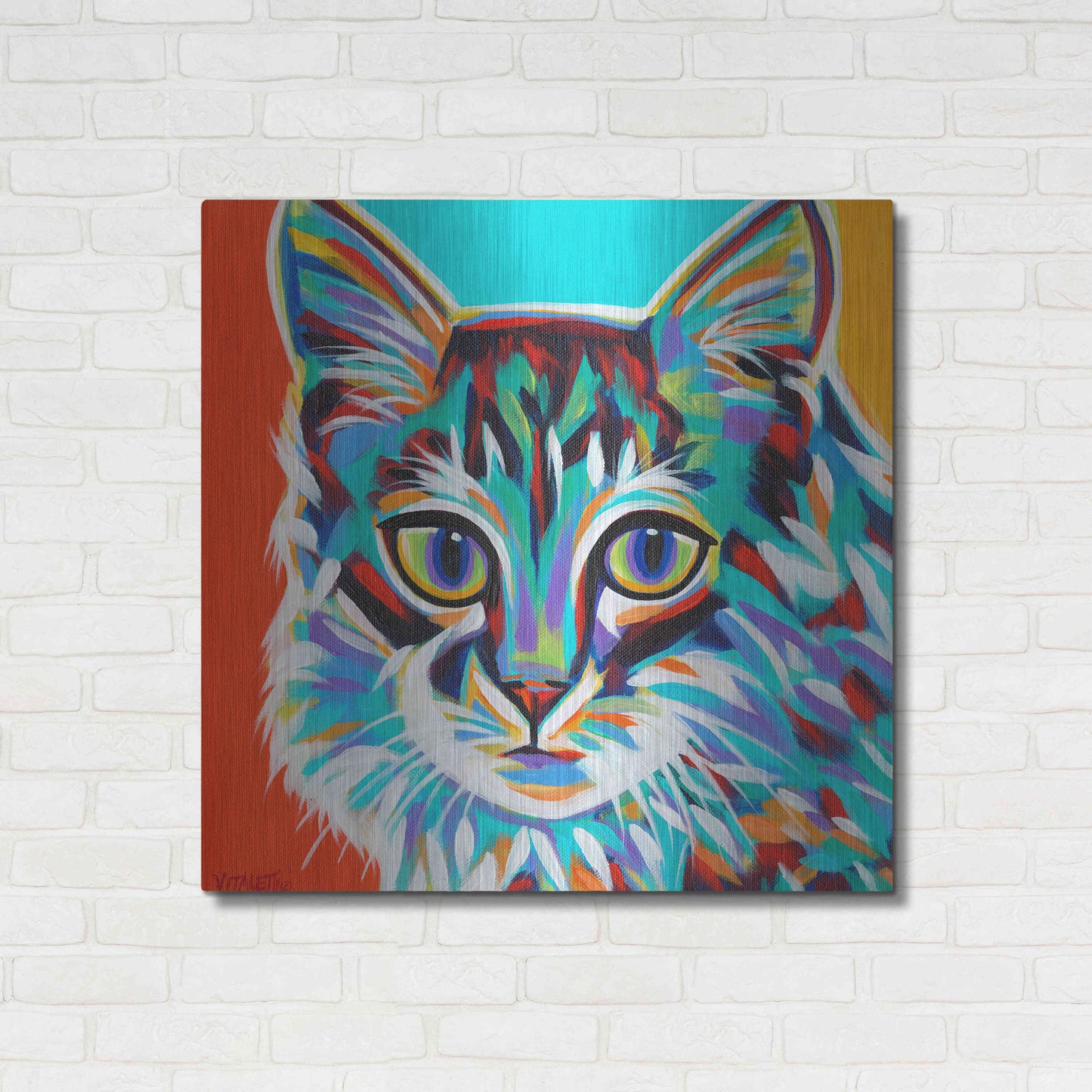 Luxe Metal Art 'Dramatic Cats II' by Carolee Vitaletti Metal Wall Art,36x36