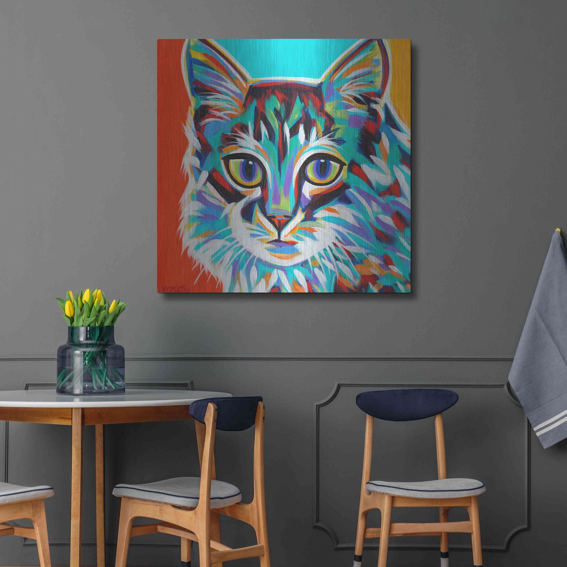 Luxe Metal Art 'Dramatic Cats II' by Carolee Vitaletti Metal Wall Art,36x36