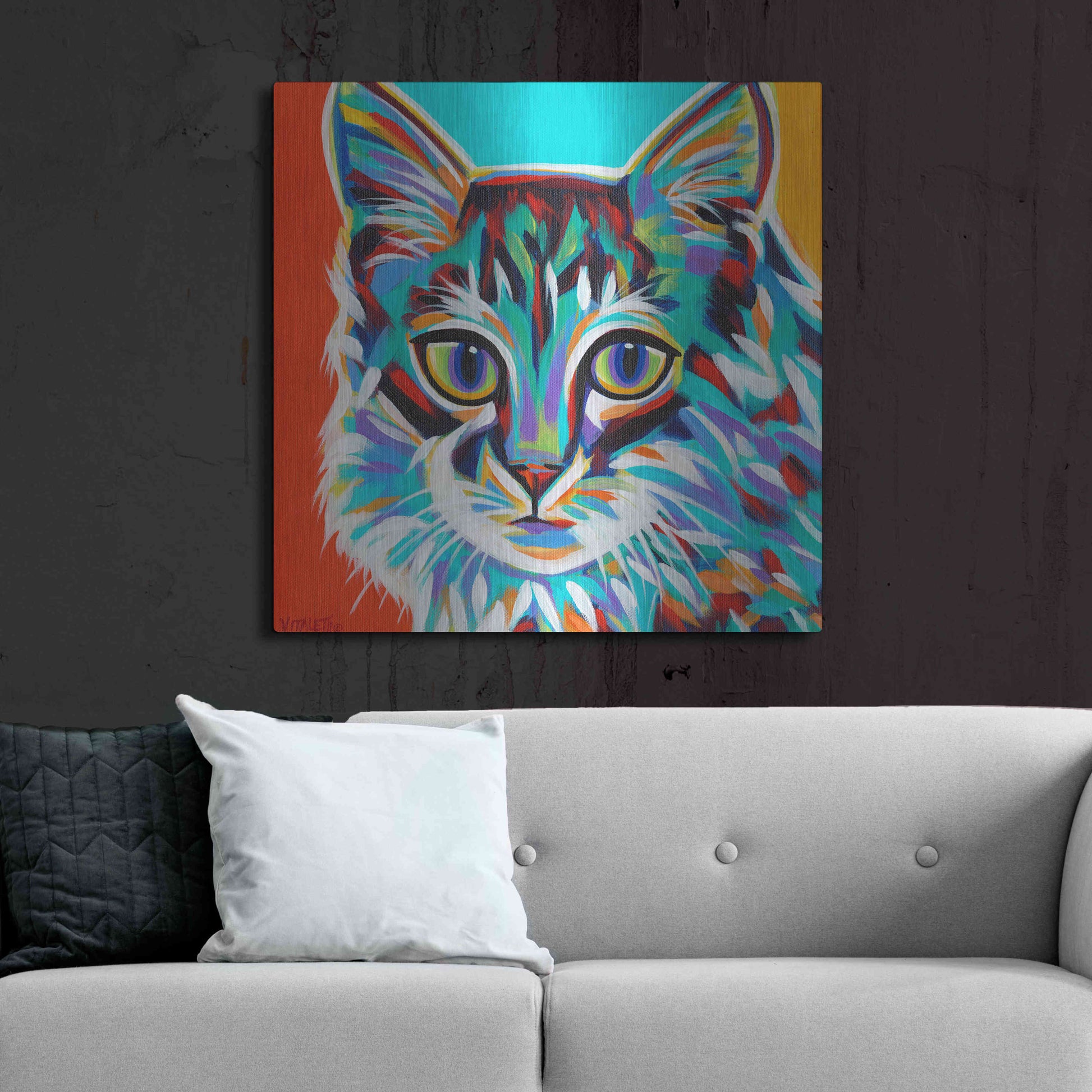 Luxe Metal Art 'Dramatic Cats II' by Carolee Vitaletti Metal Wall Art,36x36