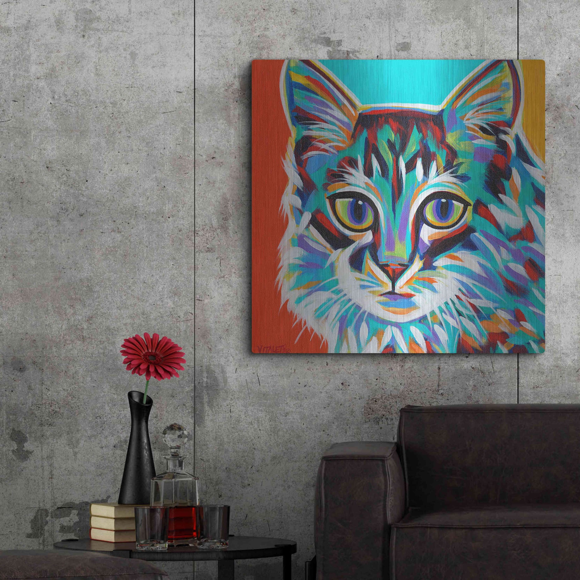 Luxe Metal Art 'Dramatic Cats II' by Carolee Vitaletti Metal Wall Art,36x36