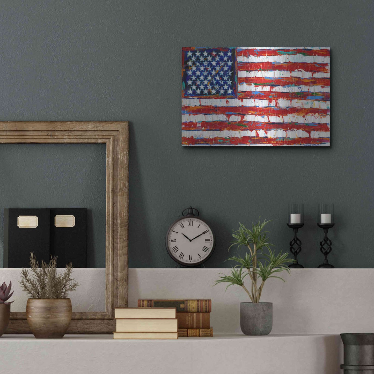 Luxe Metal Art 'Dramatic Stars & Stripes' by Carolee Vitaletti Metal Wall Art,16x12