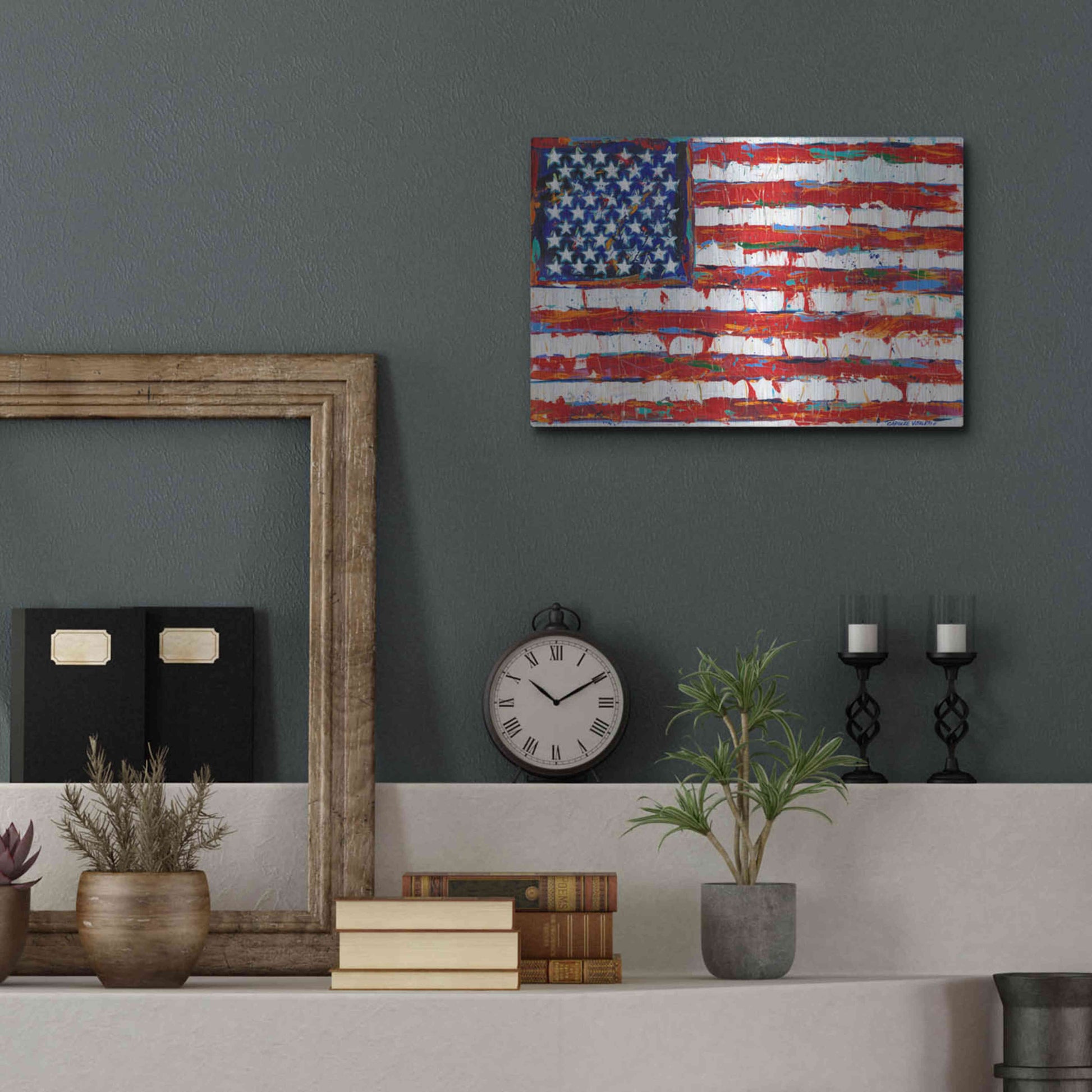 Luxe Metal Art 'Dramatic Stars & Stripes' by Carolee Vitaletti Metal Wall Art,16x12