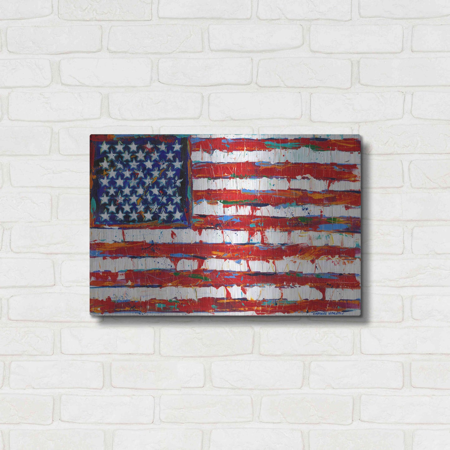 Luxe Metal Art 'Dramatic Stars & Stripes' by Carolee Vitaletti Metal Wall Art,24x16
