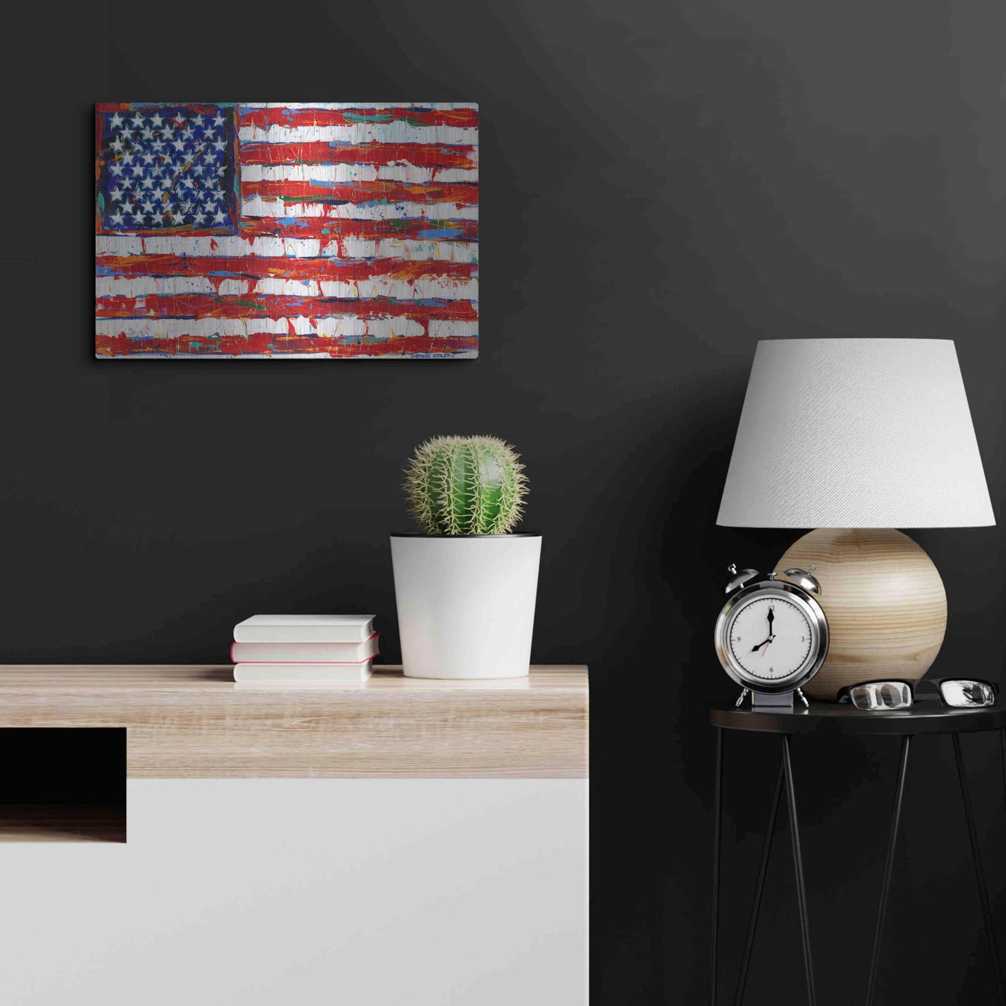 Luxe Metal Art 'Dramatic Stars & Stripes' by Carolee Vitaletti Metal Wall Art,24x16
