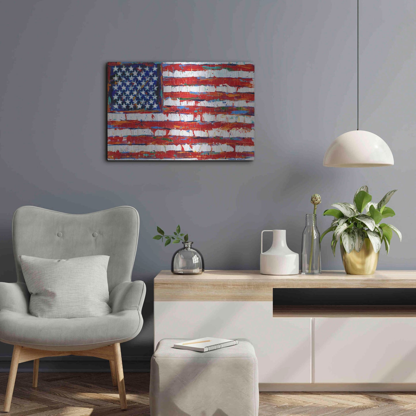 Luxe Metal Art 'Dramatic Stars & Stripes' by Carolee Vitaletti Metal Wall Art,24x16