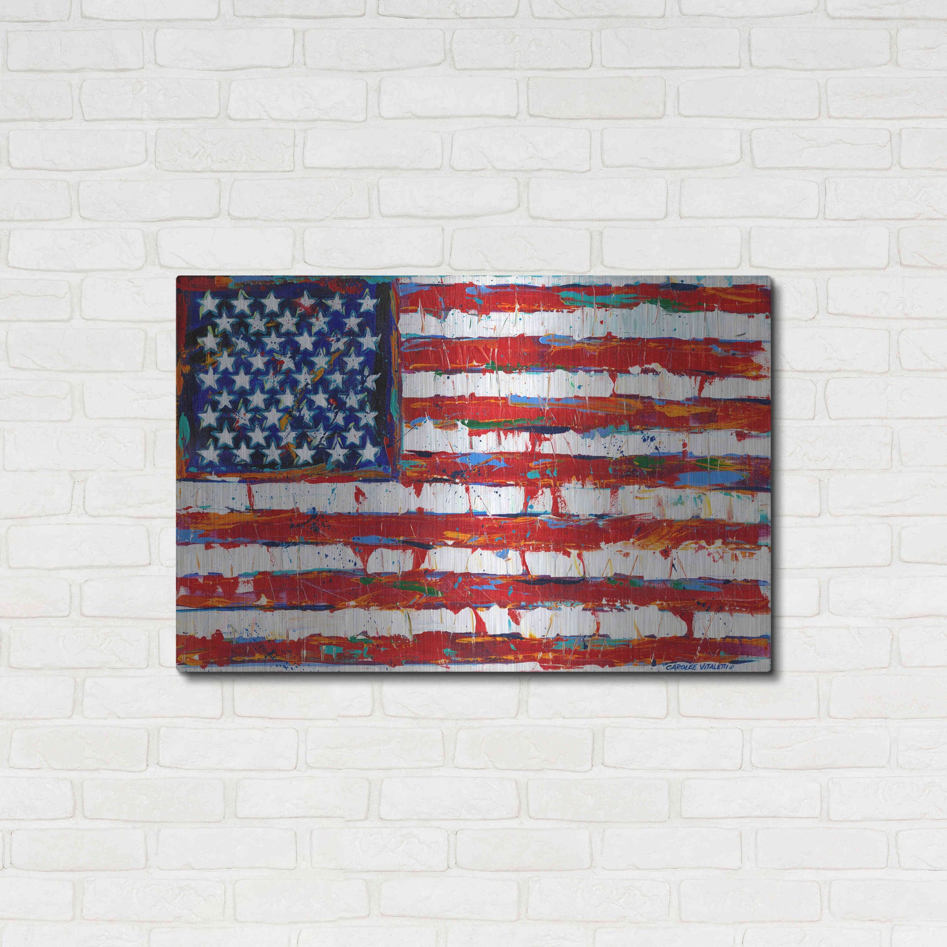 Luxe Metal Art 'Dramatic Stars & Stripes' by Carolee Vitaletti Metal Wall Art,36x24
