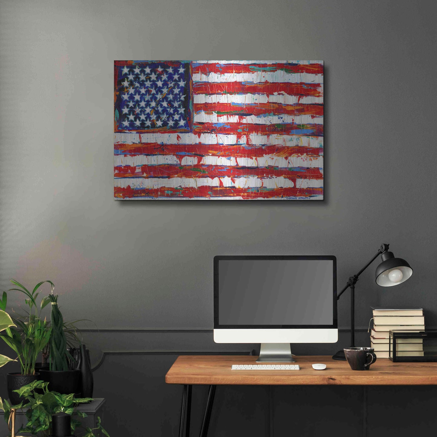 Luxe Metal Art 'Dramatic Stars & Stripes' by Carolee Vitaletti Metal Wall Art,36x24