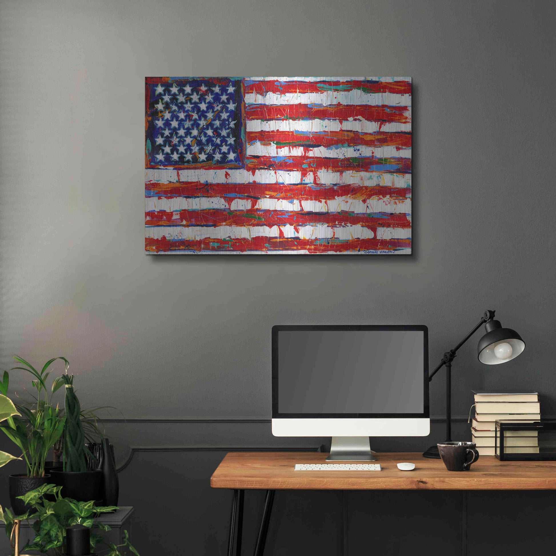 Luxe Metal Art 'Dramatic Stars & Stripes' by Carolee Vitaletti Metal Wall Art,36x24