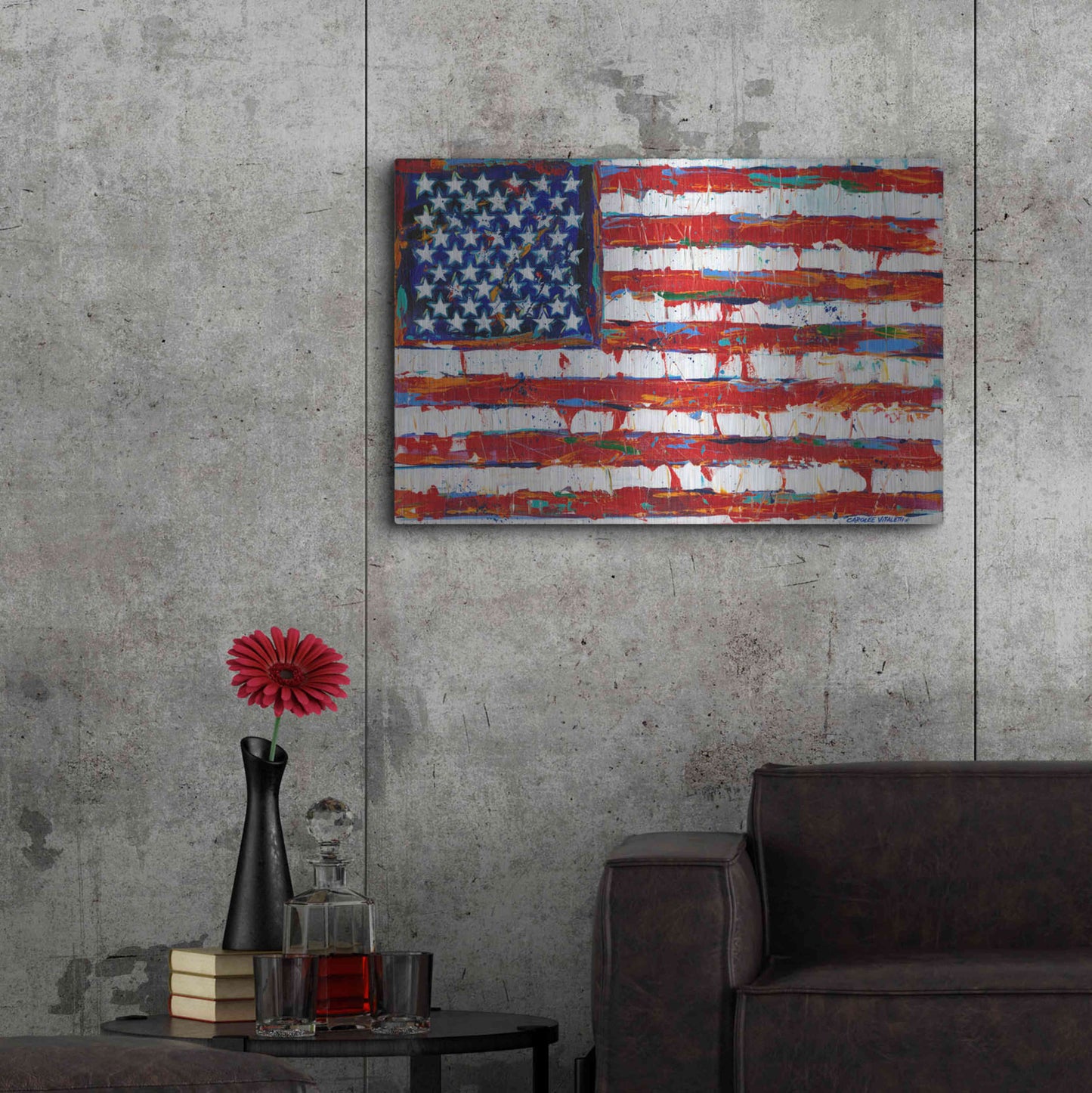 Luxe Metal Art 'Dramatic Stars & Stripes' by Carolee Vitaletti Metal Wall Art,36x24